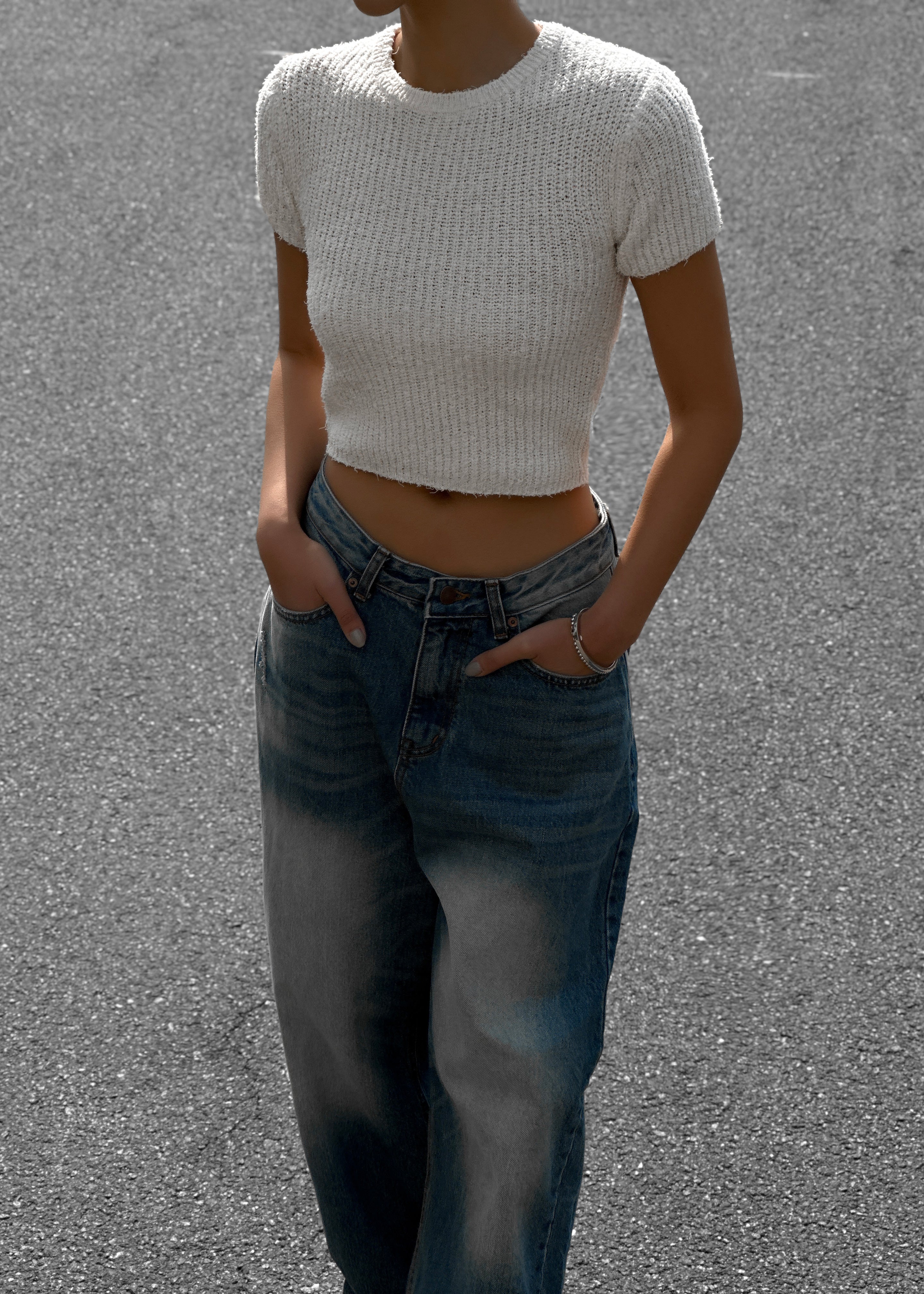 Lexie Knit Cropped Top - Off White - 5