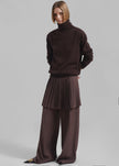 Lonnie Pleated Skirt Pants - Brown