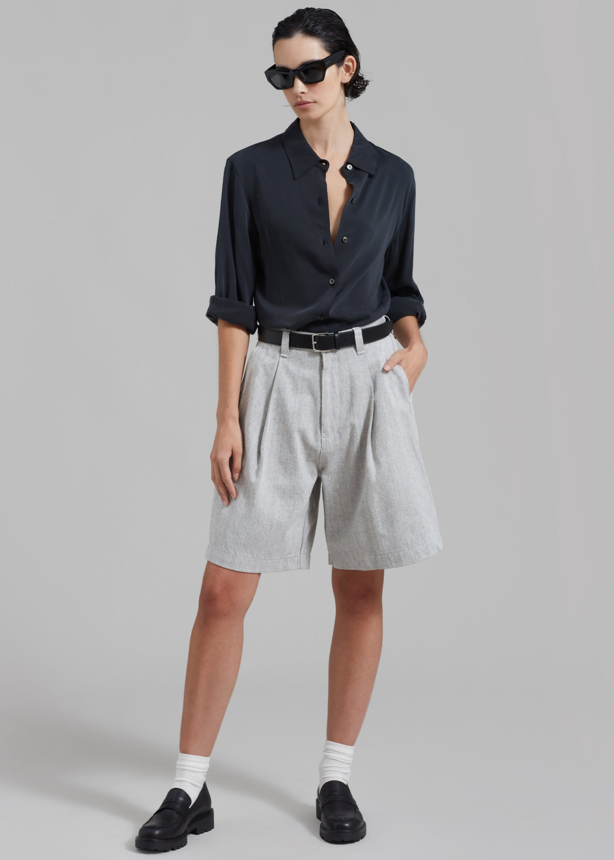 Shop the look image for Lou Denim Bermuda Shorts - Grey