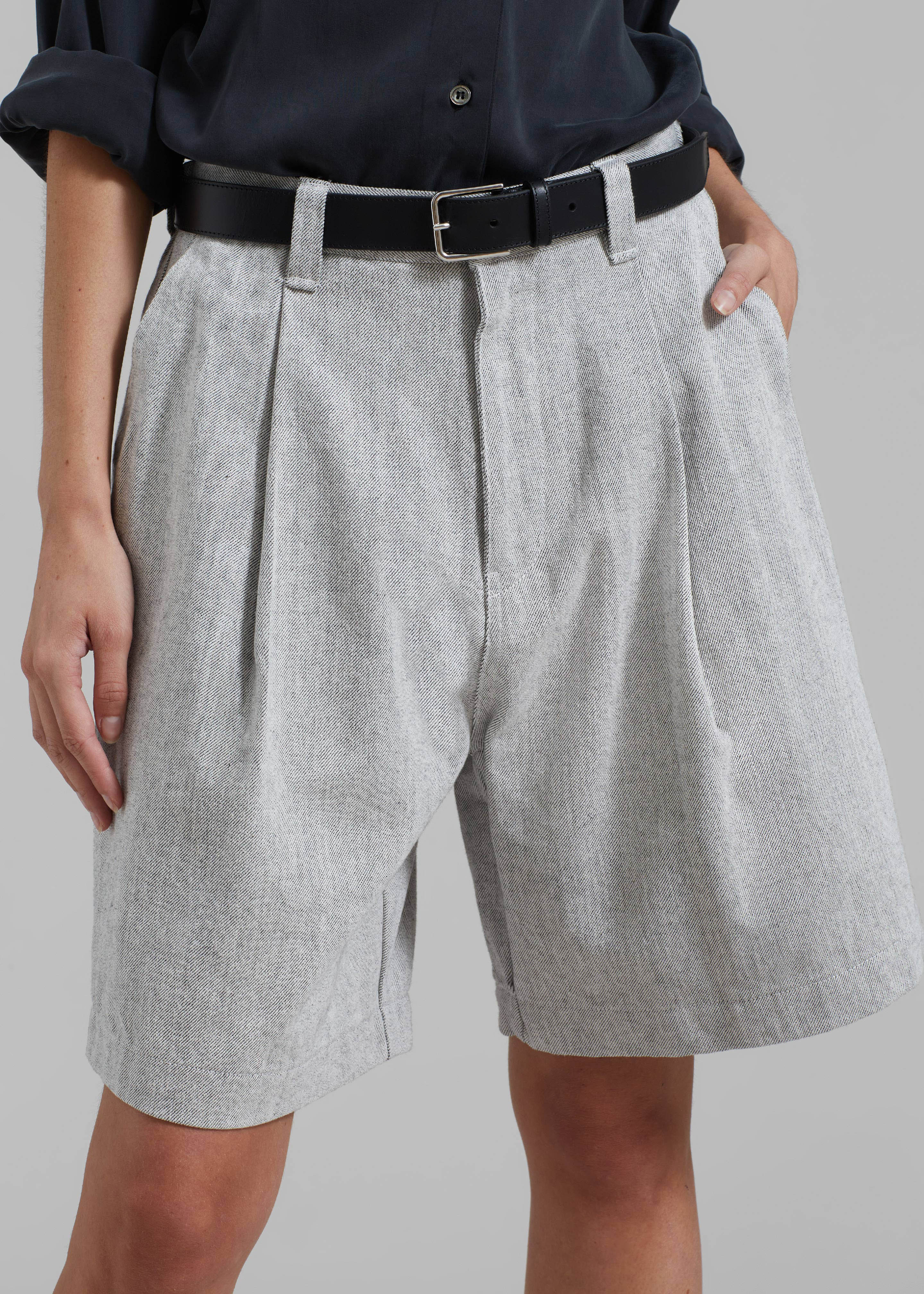 Lou Denim Bermuda Shorts - Grey - 2