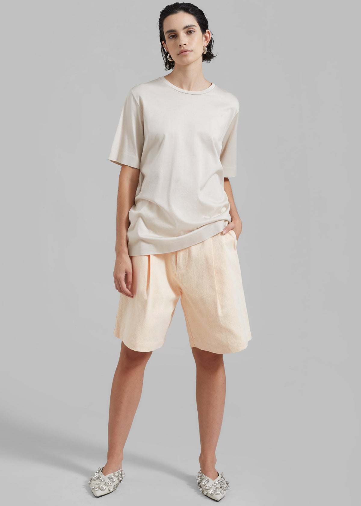 Lou Denim Bermuda Shorts - Light Apricot - 5