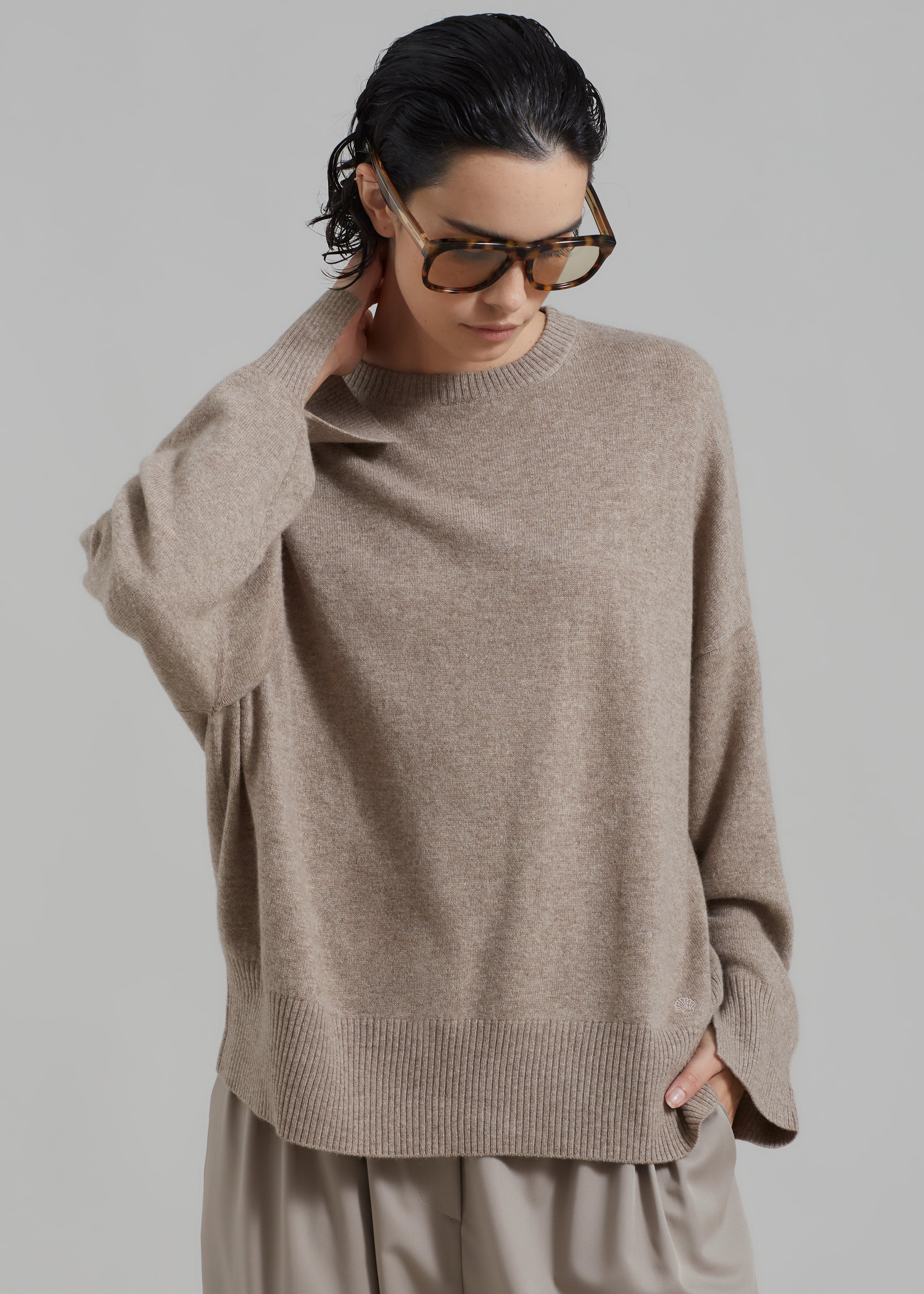 Loulou Studio Anaa Cashmere Sweater - Beige Melange - 3