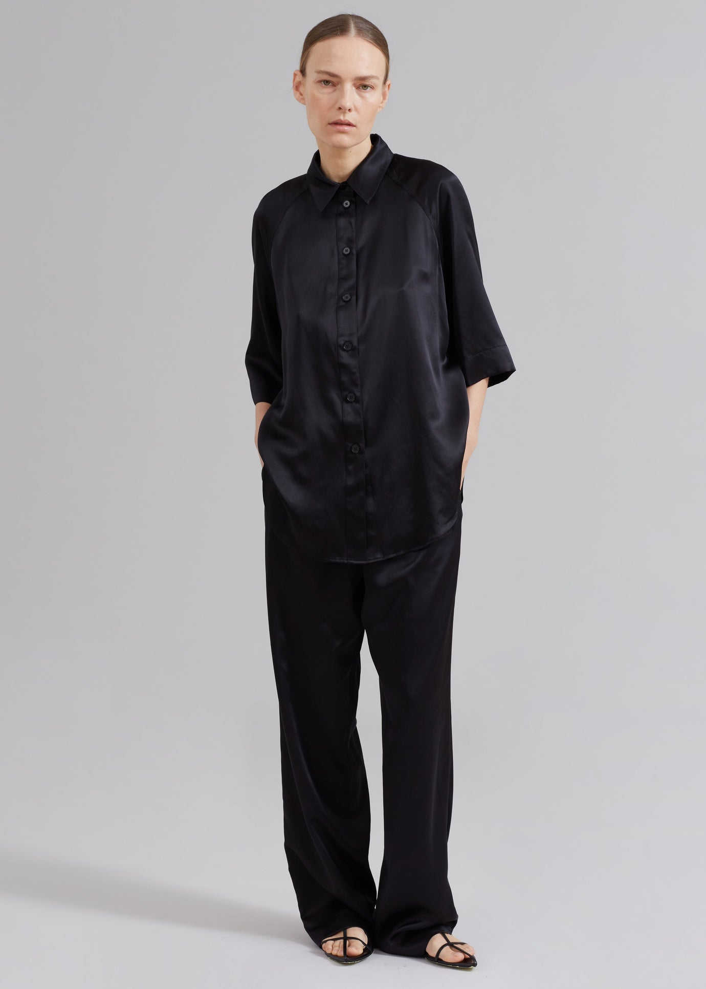 Loulou Studio Datia Short Sleeve Shirt - Black