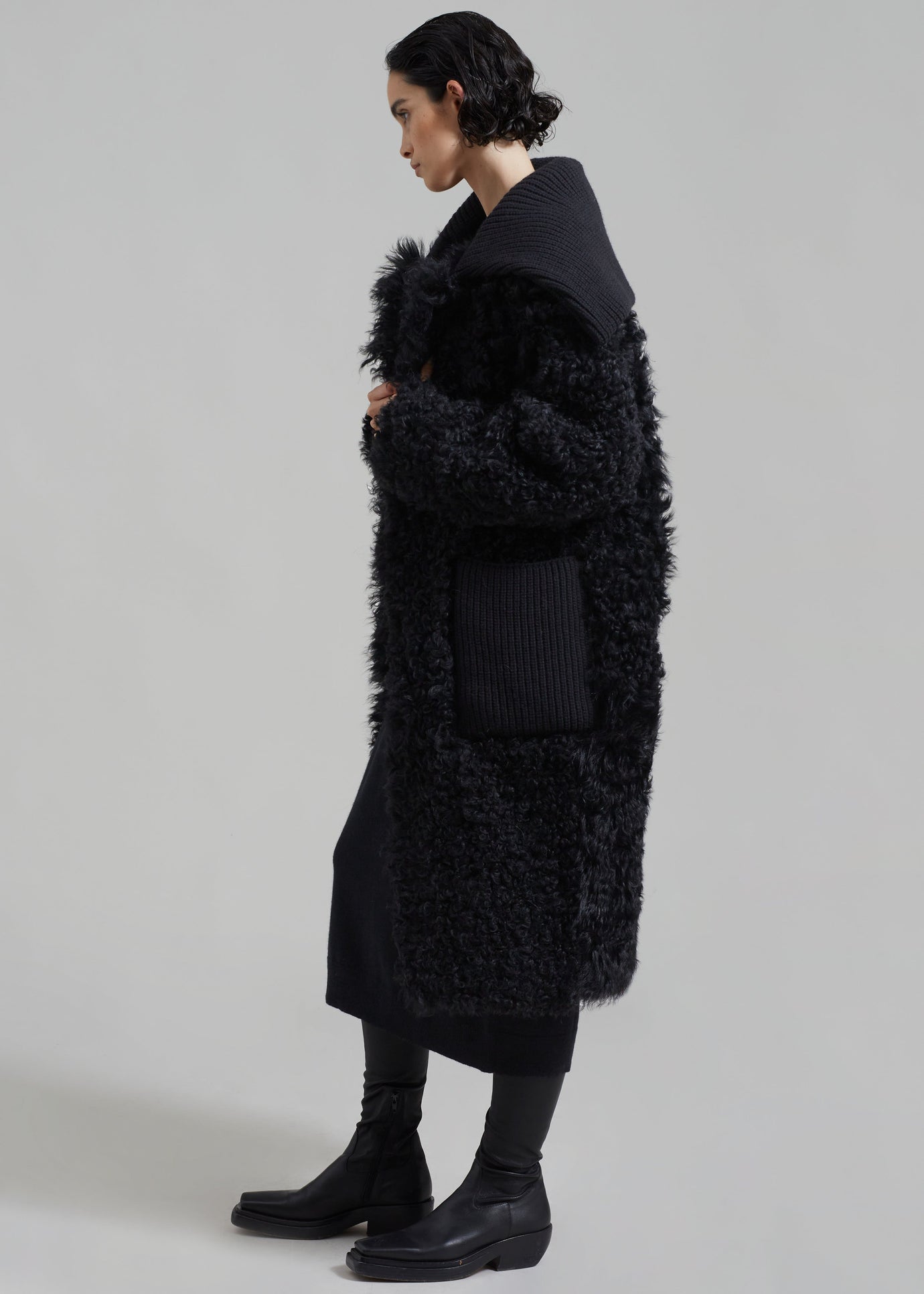 Loulou Studio Orso Fur Coat - Black - 1