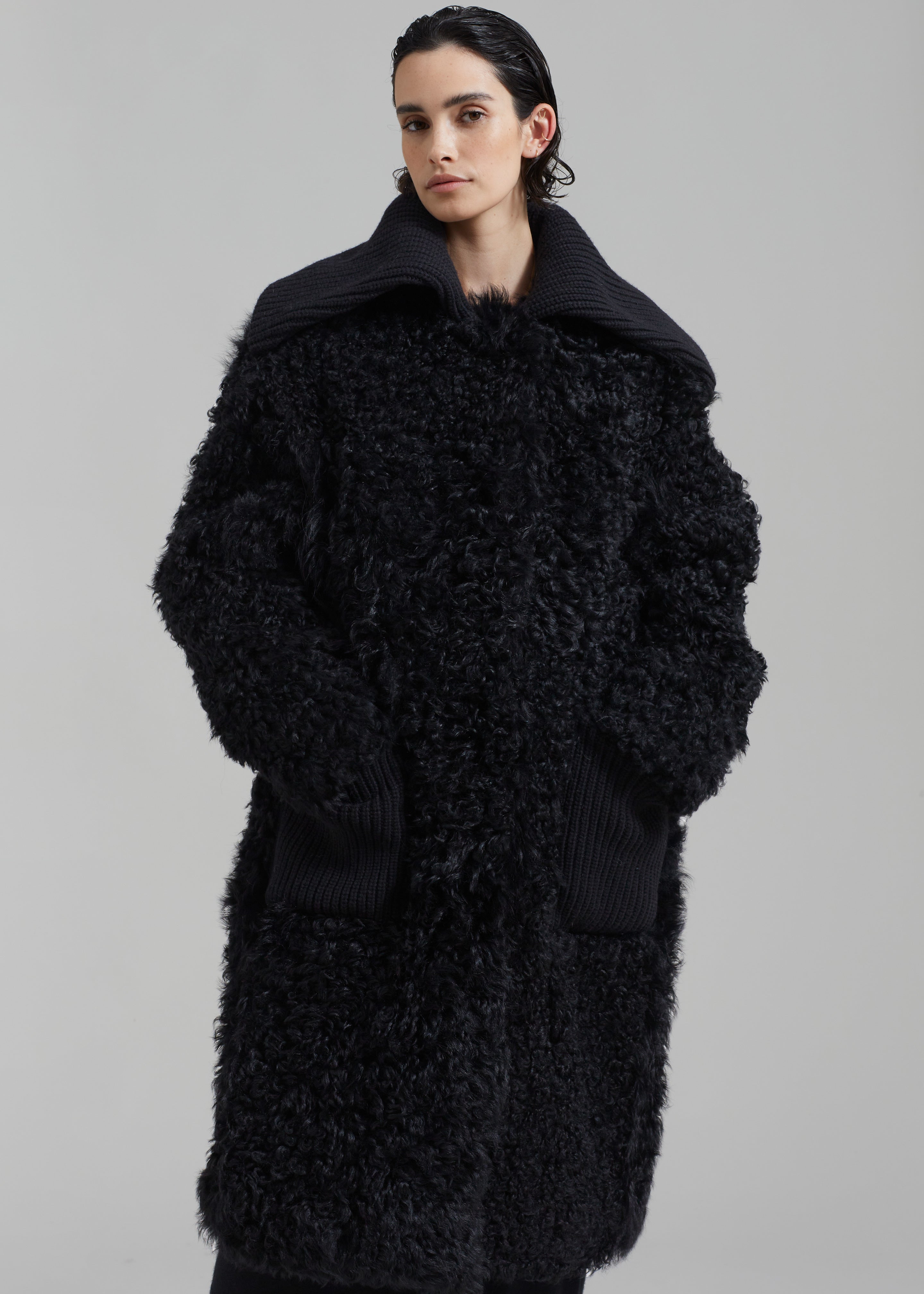 Loulou Studio Orso Fur Coat - Black - 3