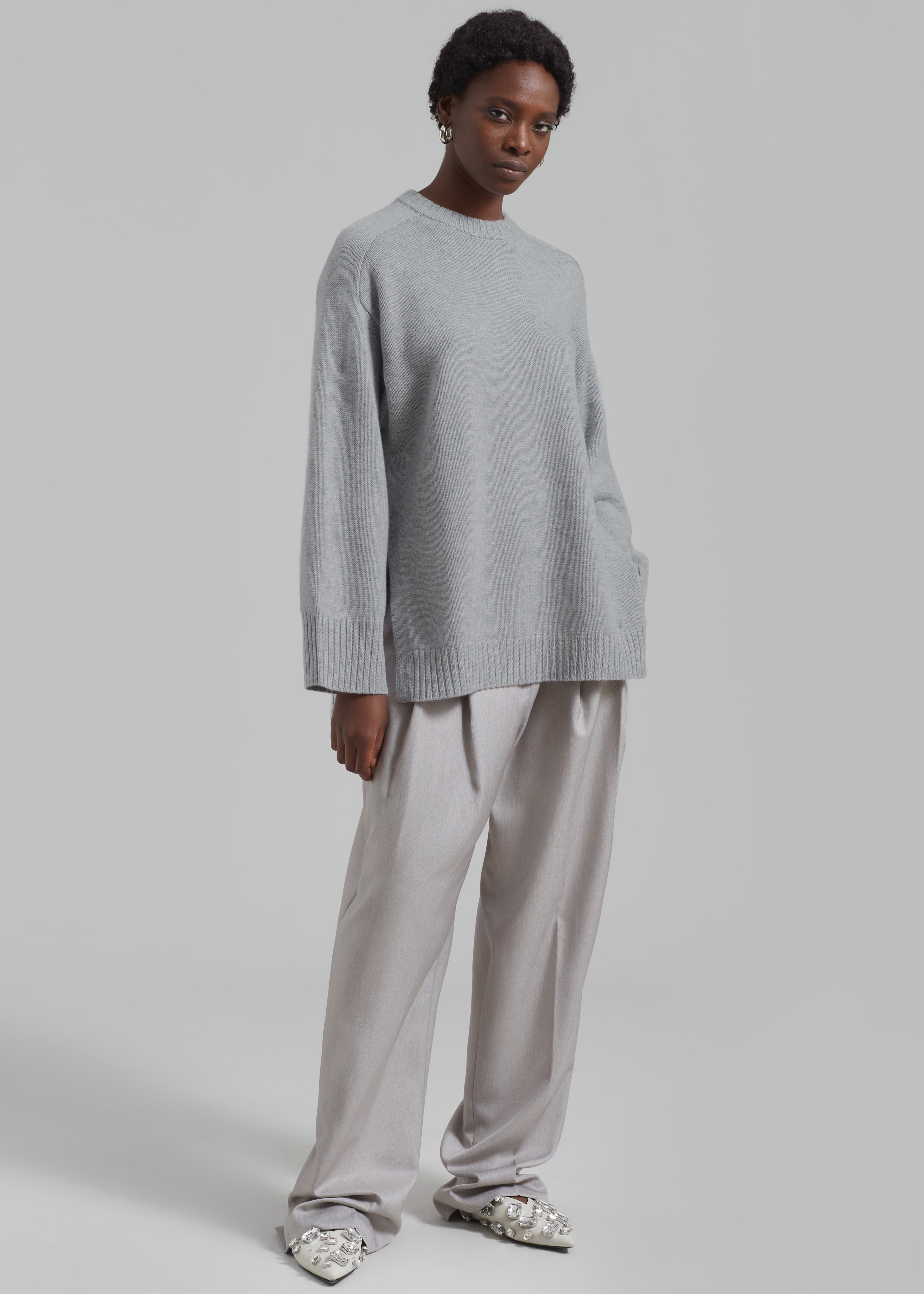 Loulou Studio Safi Sweater - Grey Melange - 7