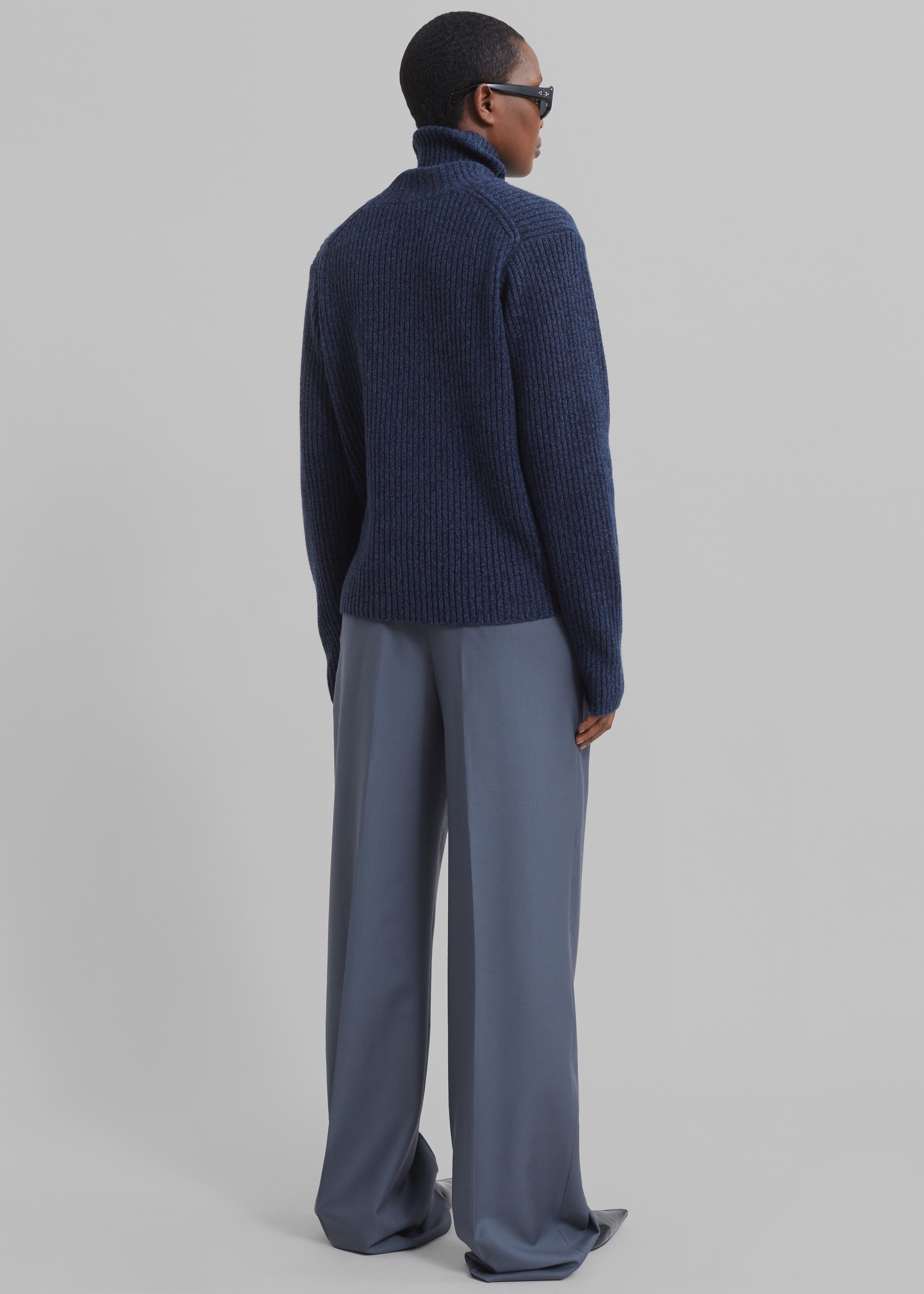 Loulou Studio Sbiru Wide Leg Wool Trousers - Fjord Grey - 7