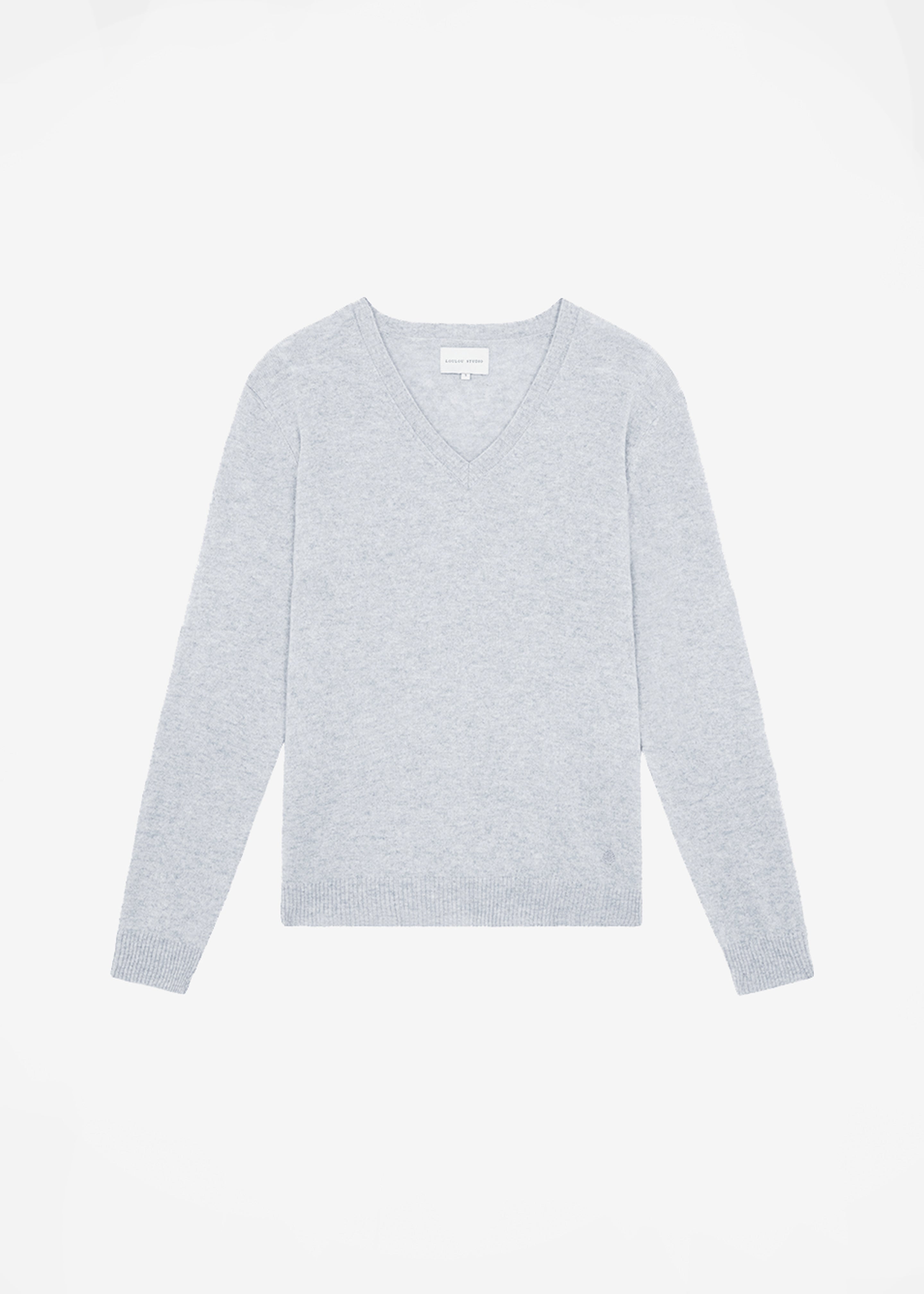 Loulou Studio Serafini V Neck Cashmere Sweater - Grey Melange - 9