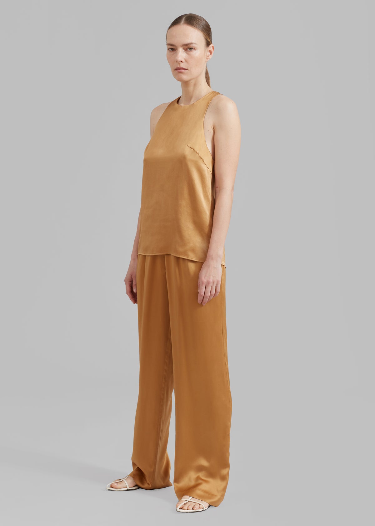 Loulou Studio Estor Silk Tank Top - Camel - 5