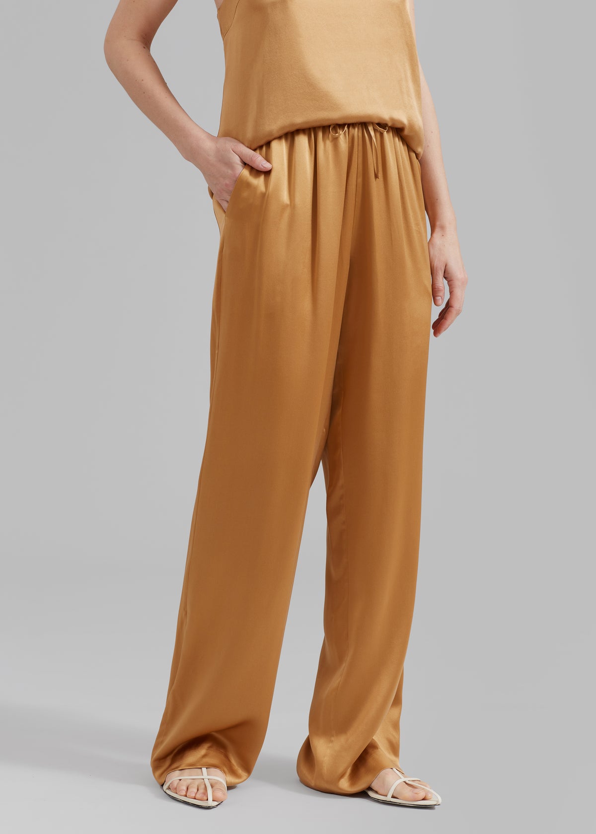 Loulou Studio Soma Silk Pants - Camel - 2