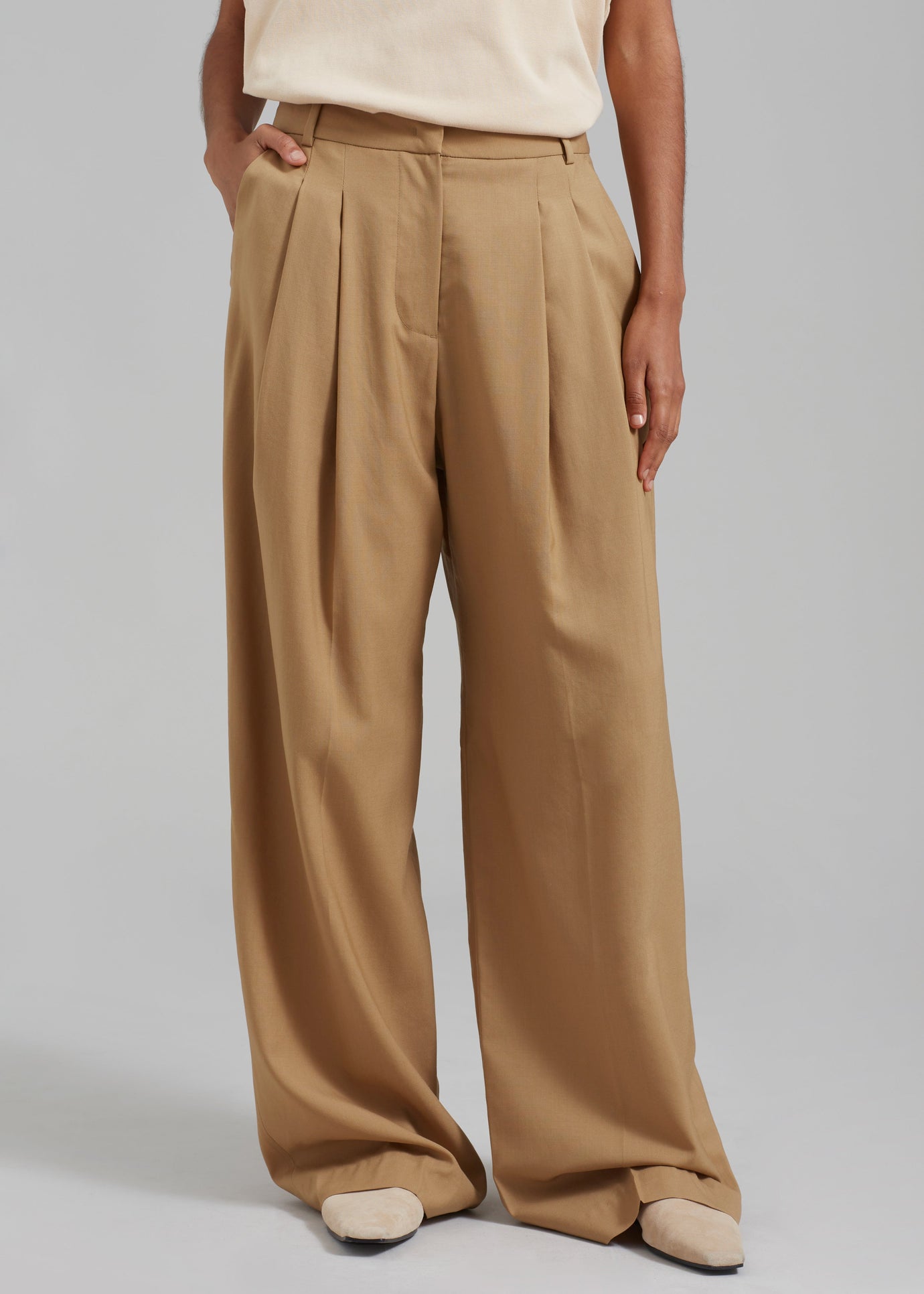 Low Classic Basic Long Trousers - Beige - 1