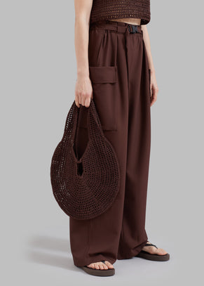 Low Classic Crochet Hobo Bag - Brown