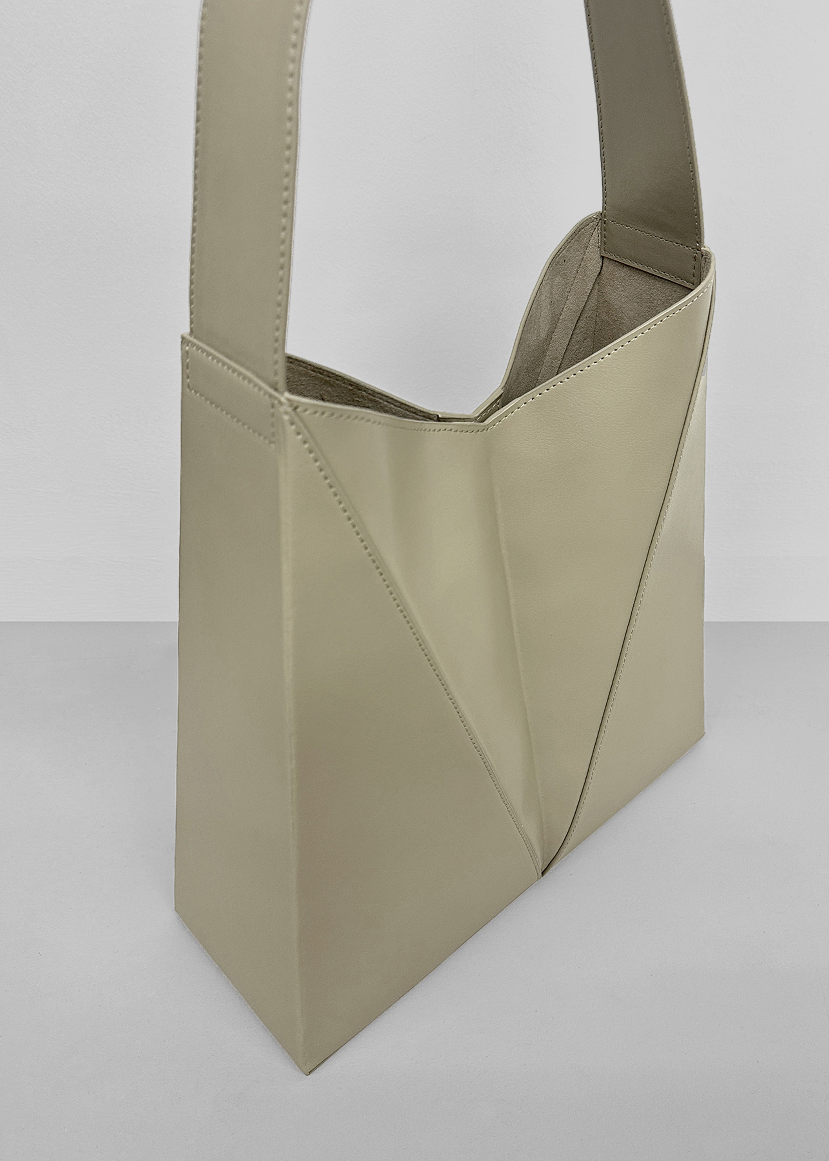Low Classic Folded Cube Tote Bag - Khaki - 4