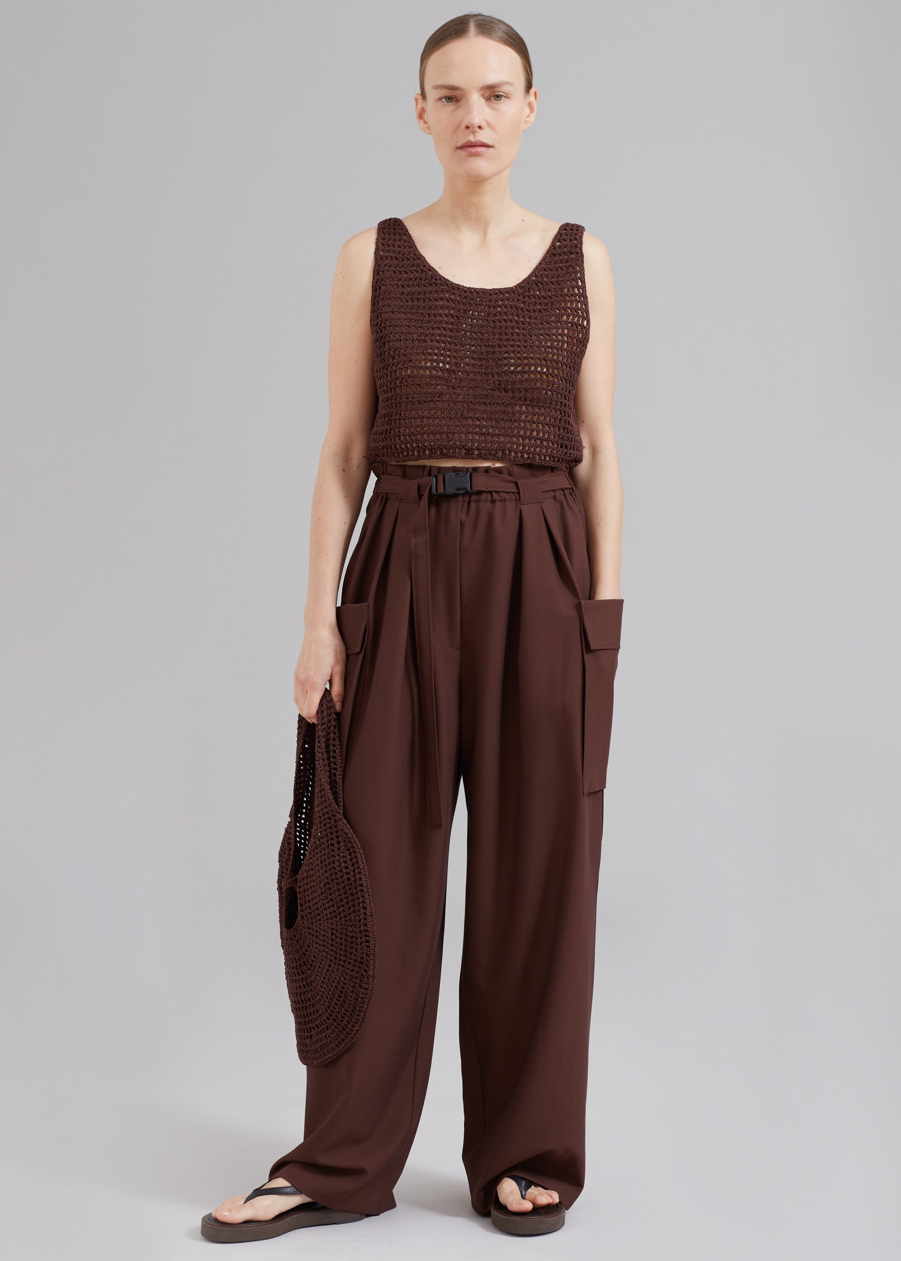 Low Classic Handmade 2-Way Knit Top - Brown - 6