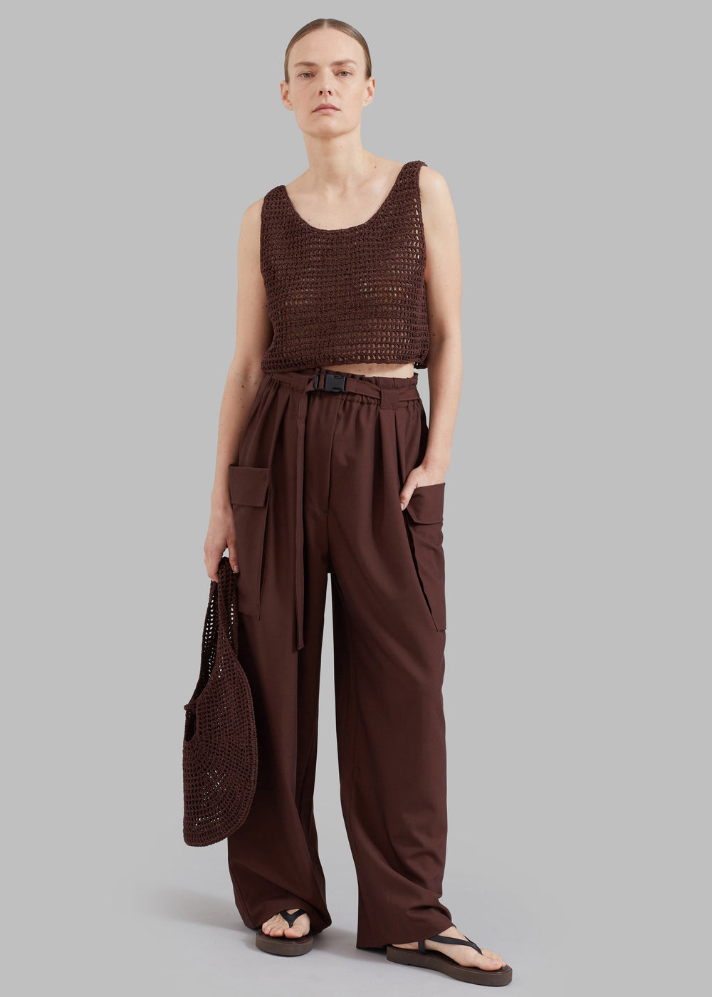 Low Classic Handmade 2-Way Knit Top - Brown