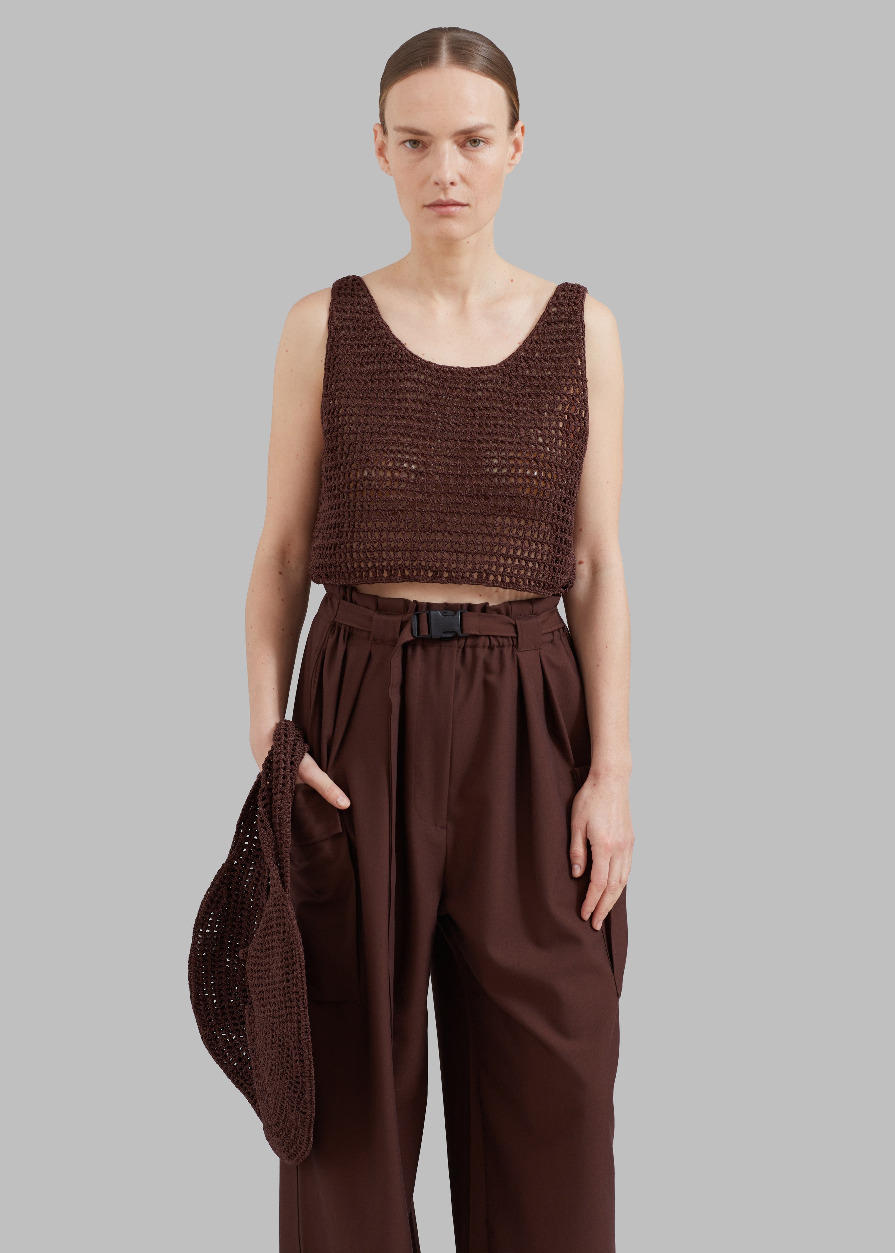 Low Classic Handmade 2-Way Knit Top - Brown - 3