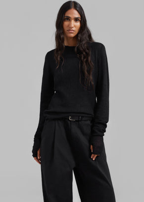 Low Classic Sleek Mohair Knit Top - Black