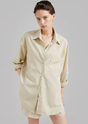 Lui Oxford Shirt - Pale Yellow/Black Stripe