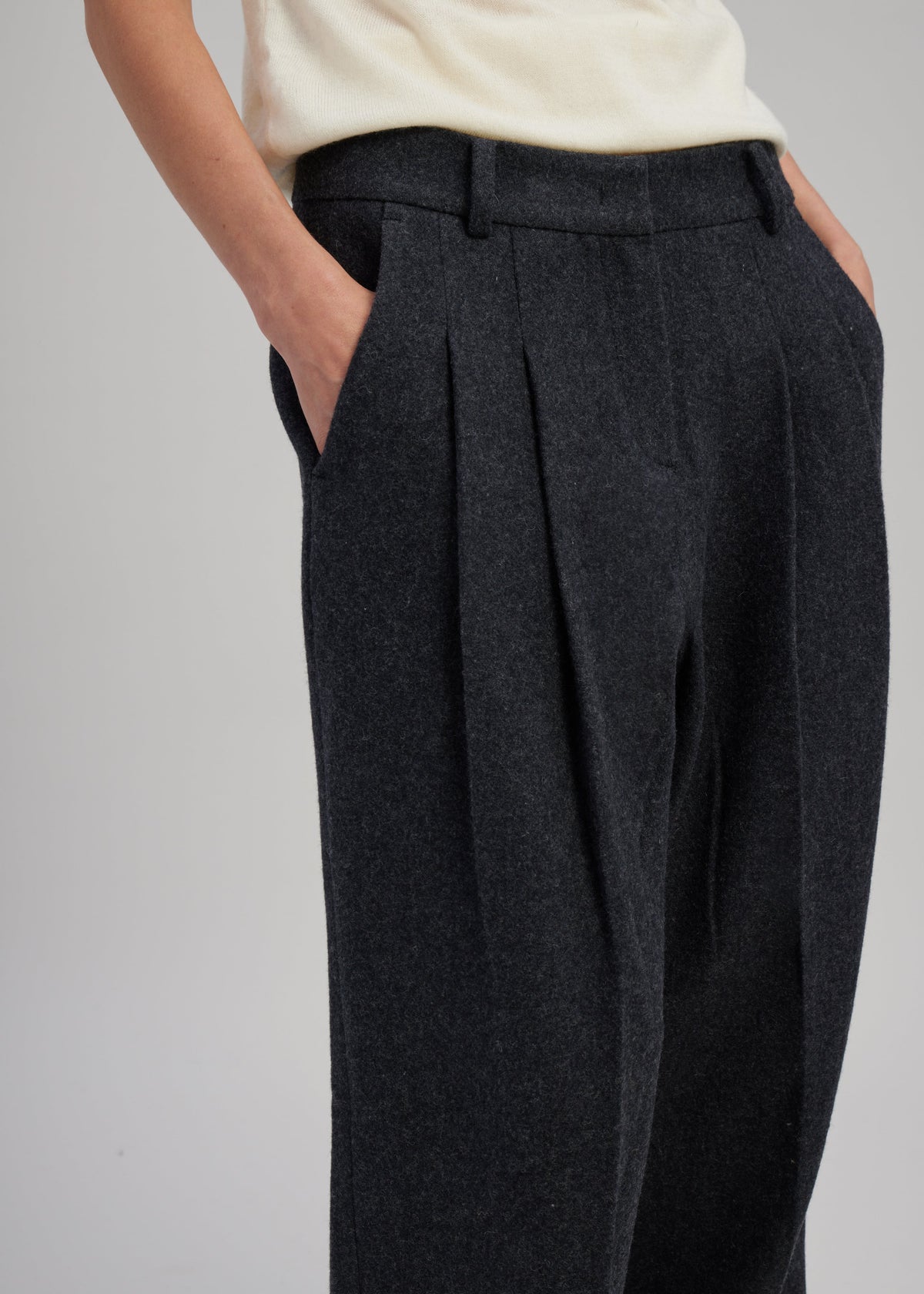 Layton Wool Suit Pants - Dark Grey Melange - 3
