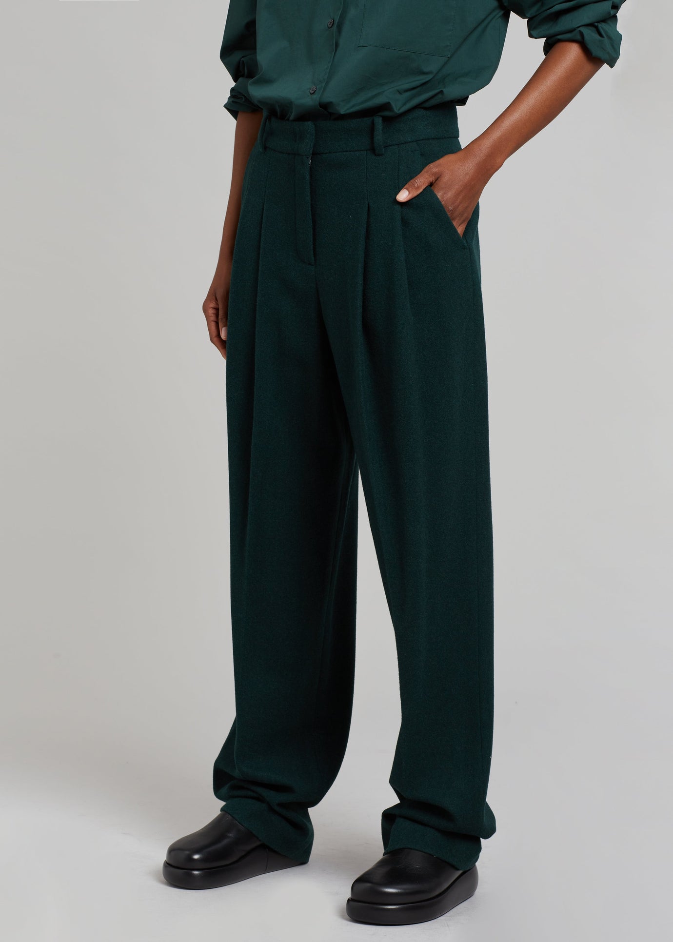 Layton Wool Suit Pants - Bottle Green - 1