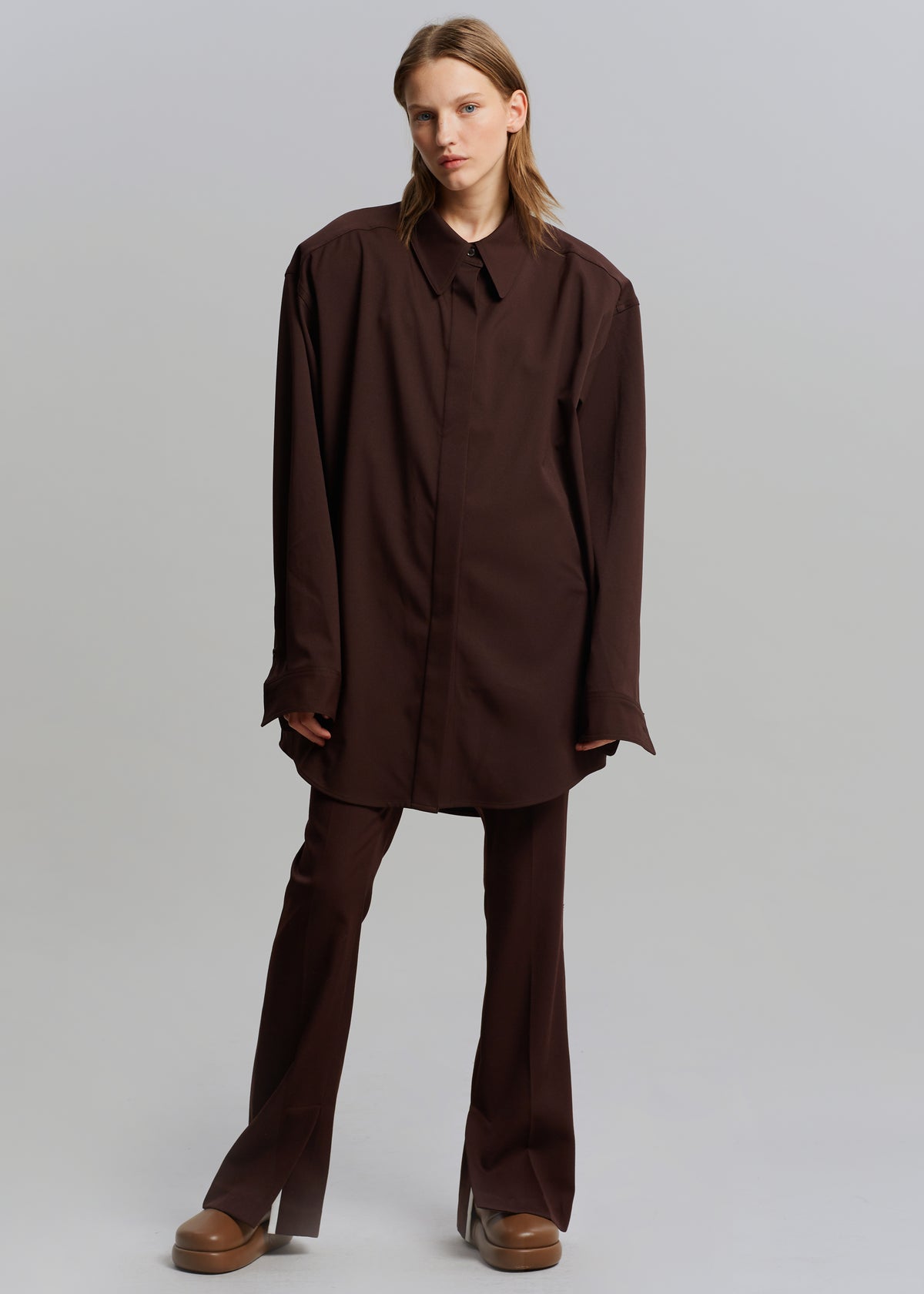 Lio Detachable Padded Shoulder Shirt - Chocolate - 5