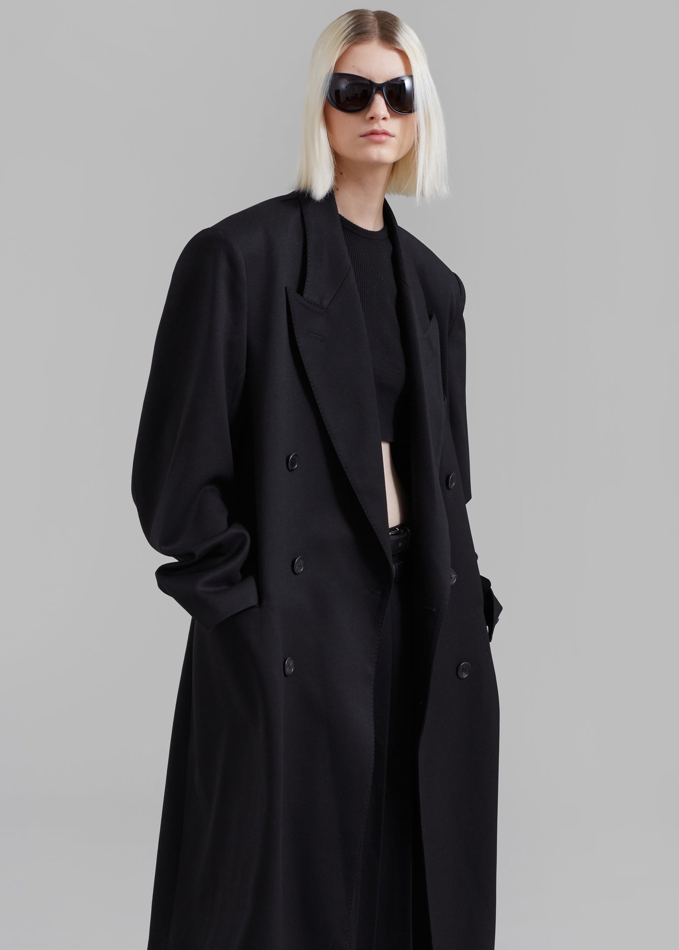 London Double Breasted Coat - Black - 1