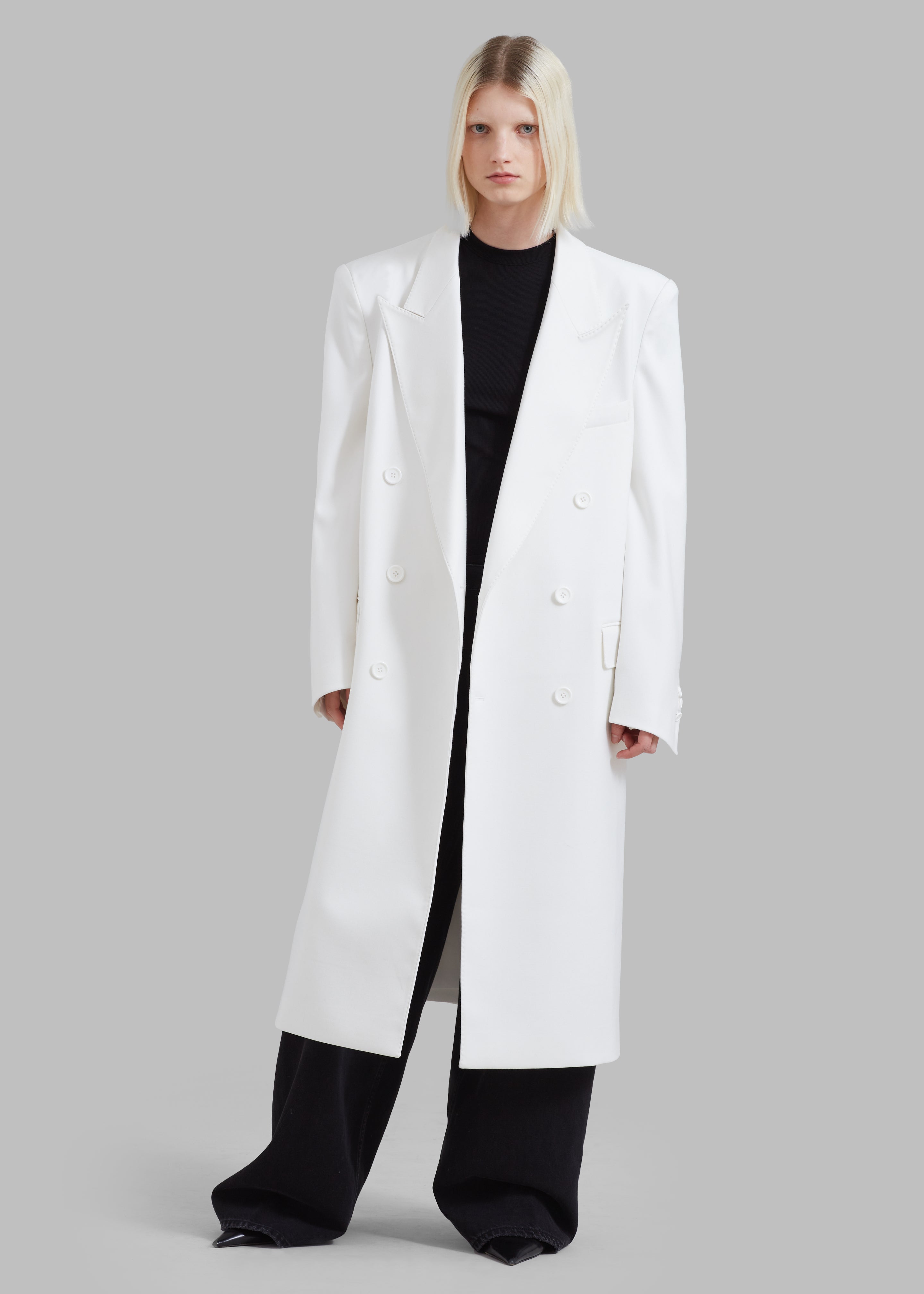 London Double Breasted Coat - White - 8