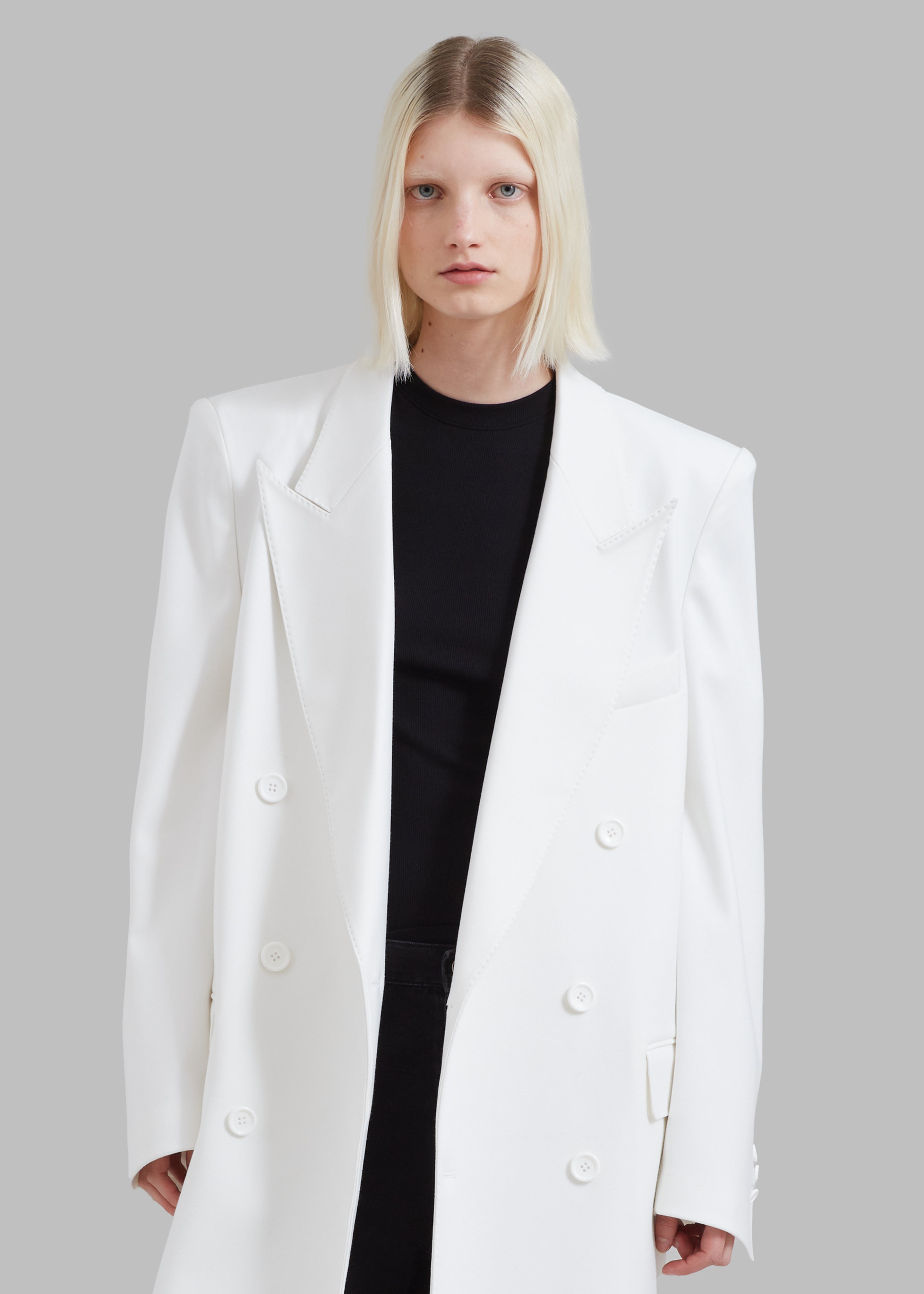 London Double Breasted Coat - White - 7