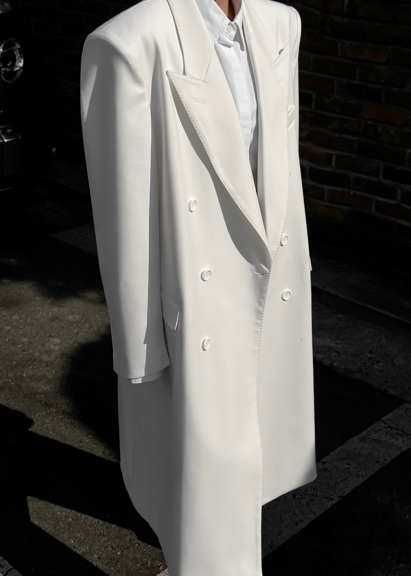 London Double Breasted Coat - White