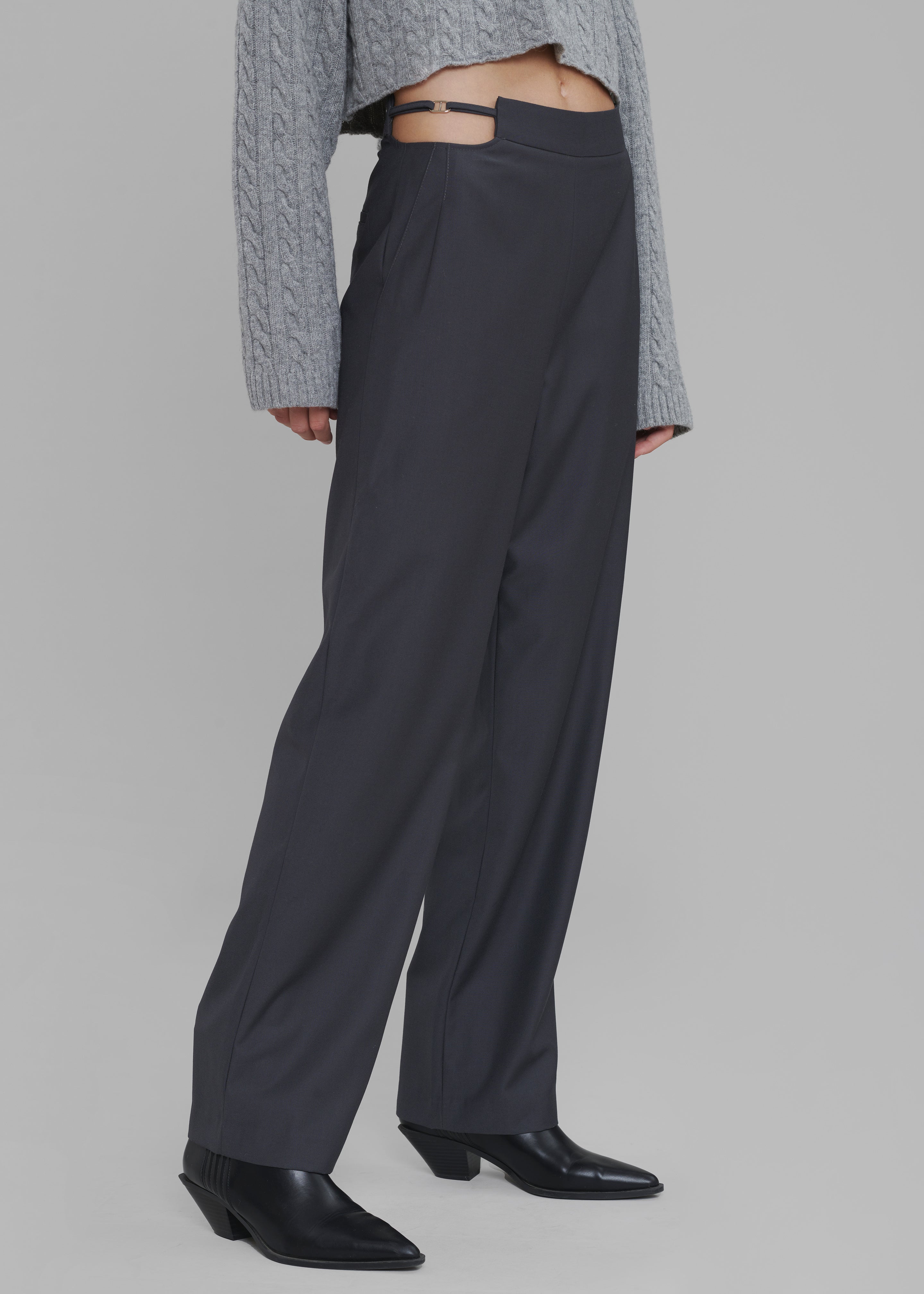 Louise Cut Out Trousers - Charcoal - 4