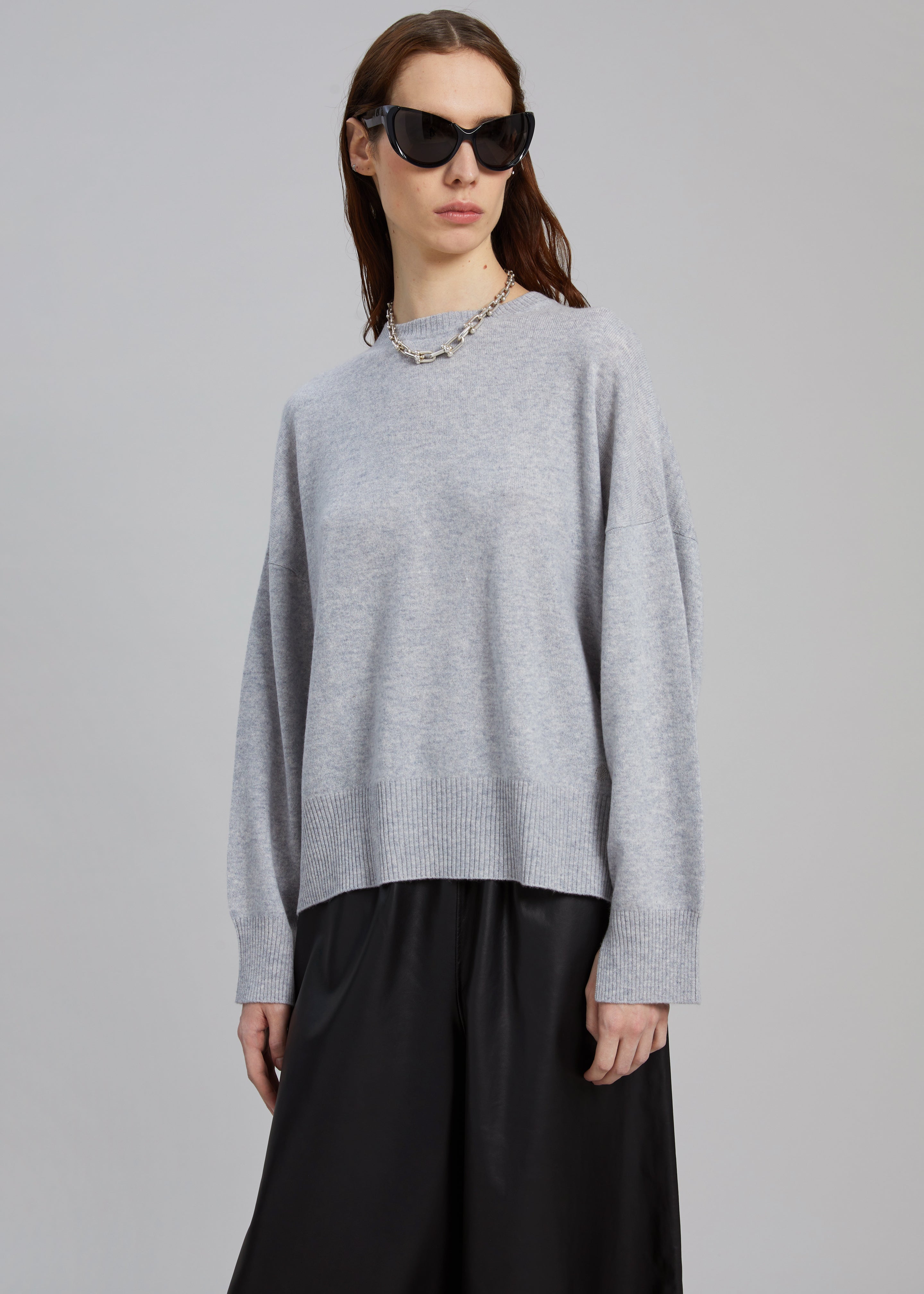 Loulou Studio Anaa Cashmere Sweater - Grey Melange - 4