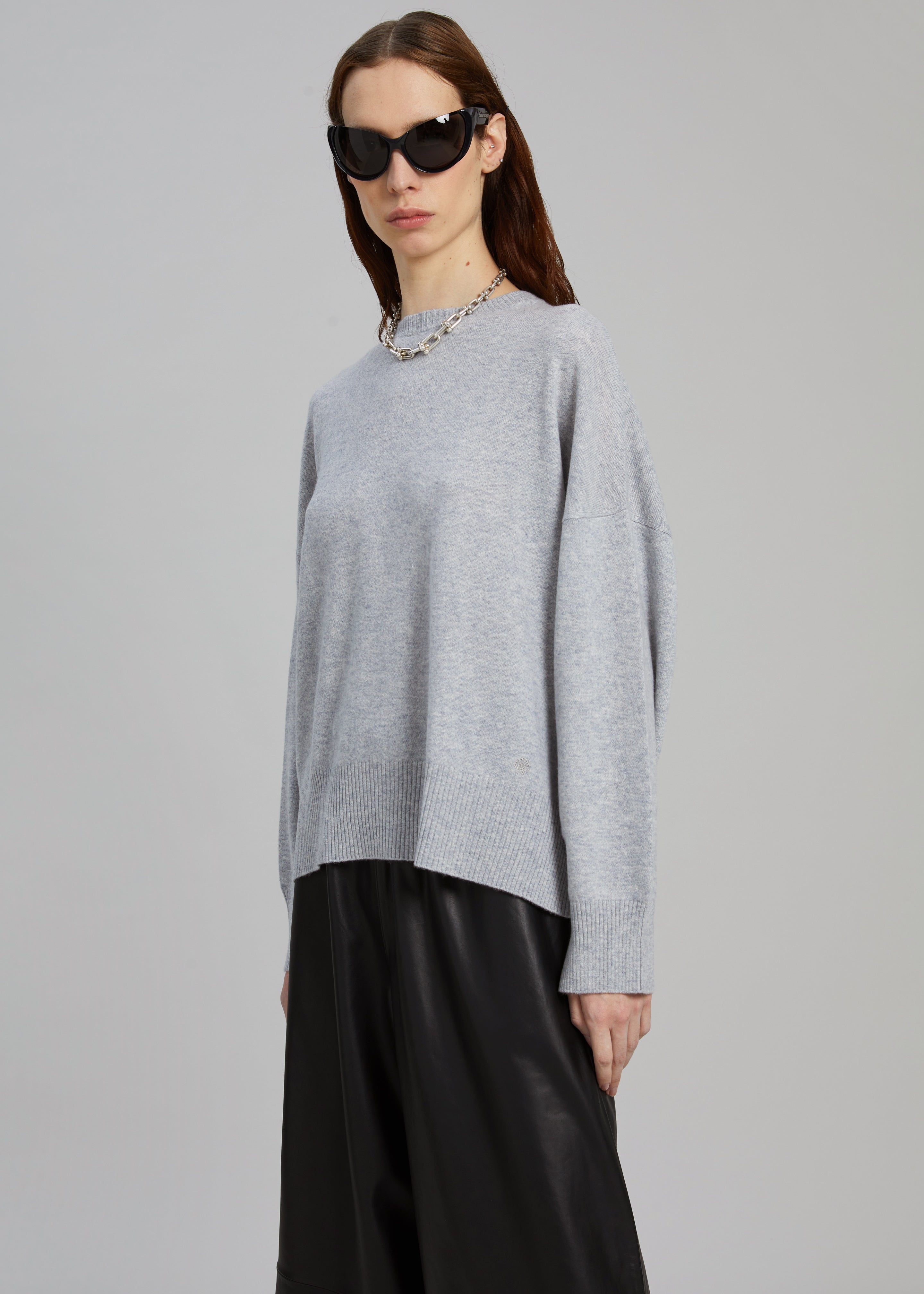 Loulou Studio Anaa Cashmere Sweater - Grey Melange - 5