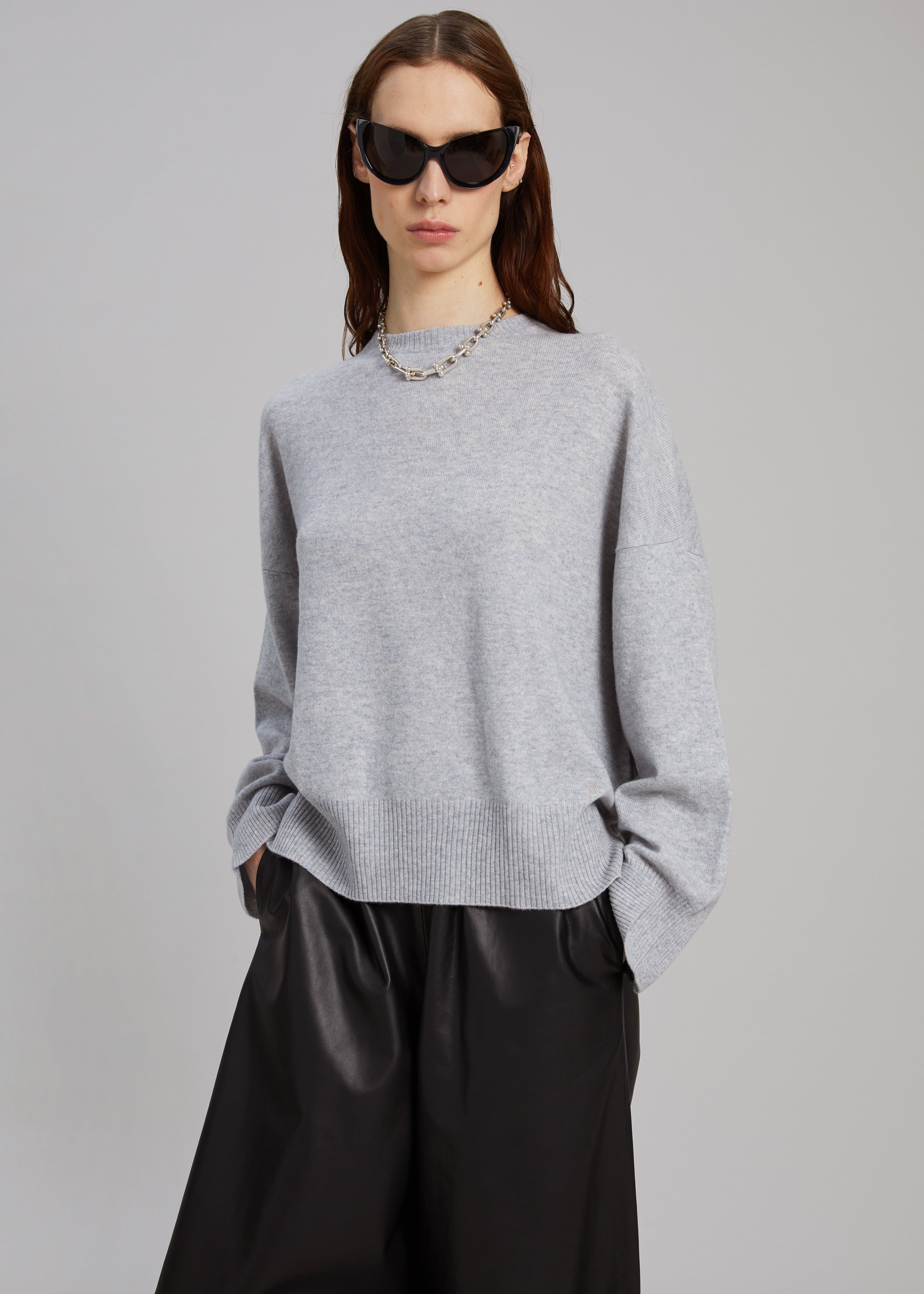 Loulou Studio Anaa Cashmere Sweater - Grey Melange - 1