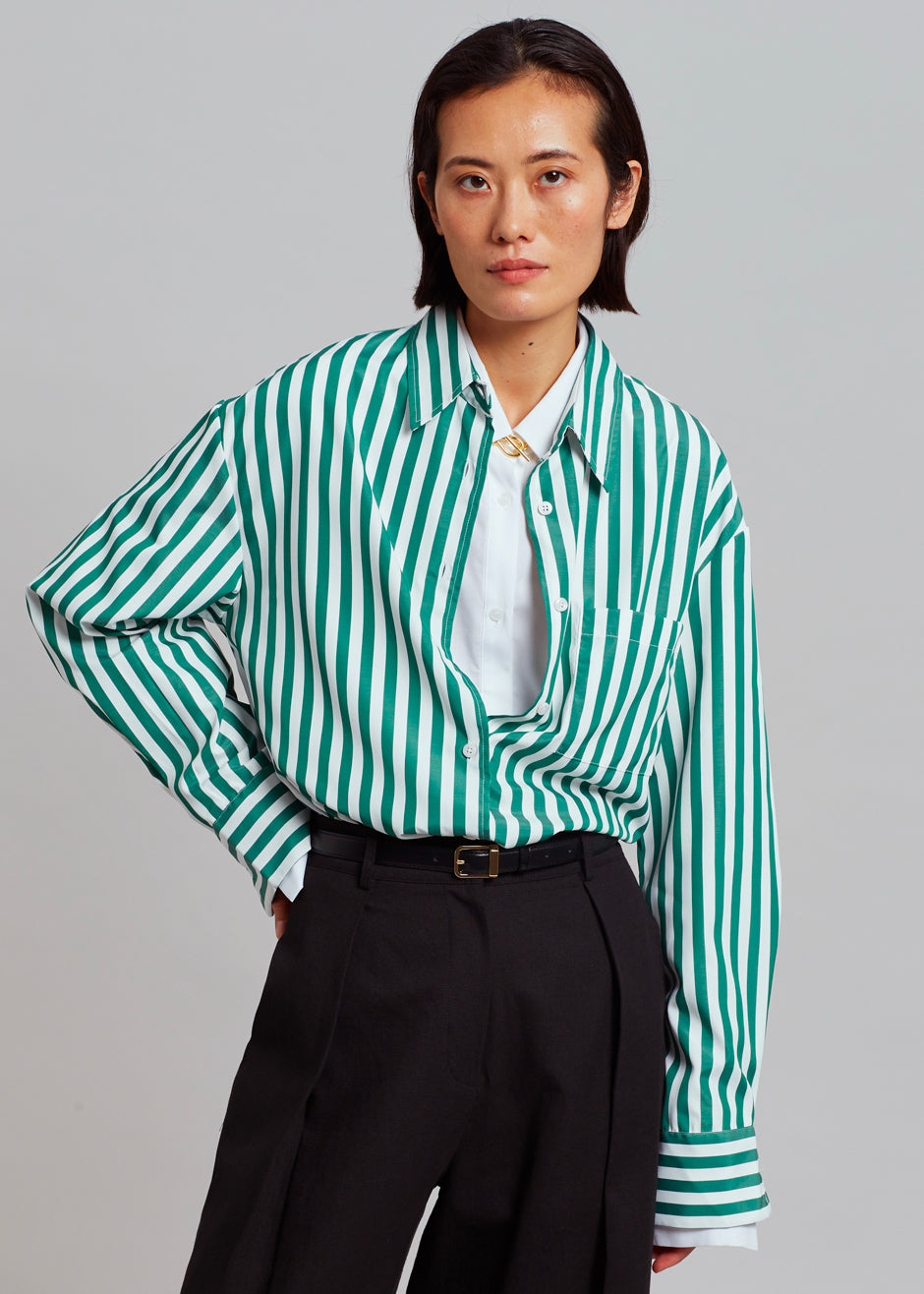Lui Stripe Shirt - Green - 1