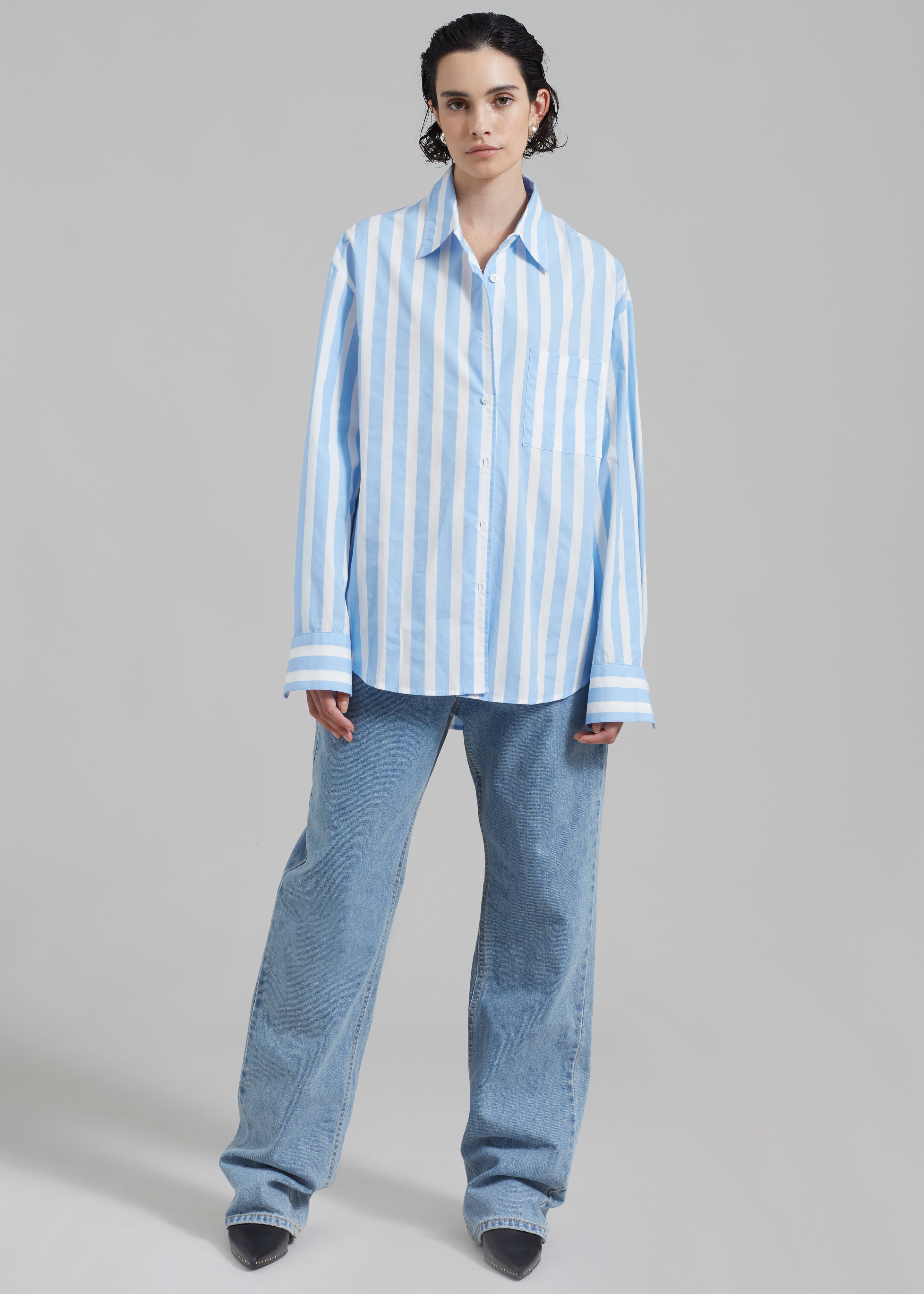 Lui Wide Stripe Shirt - Blue - 5