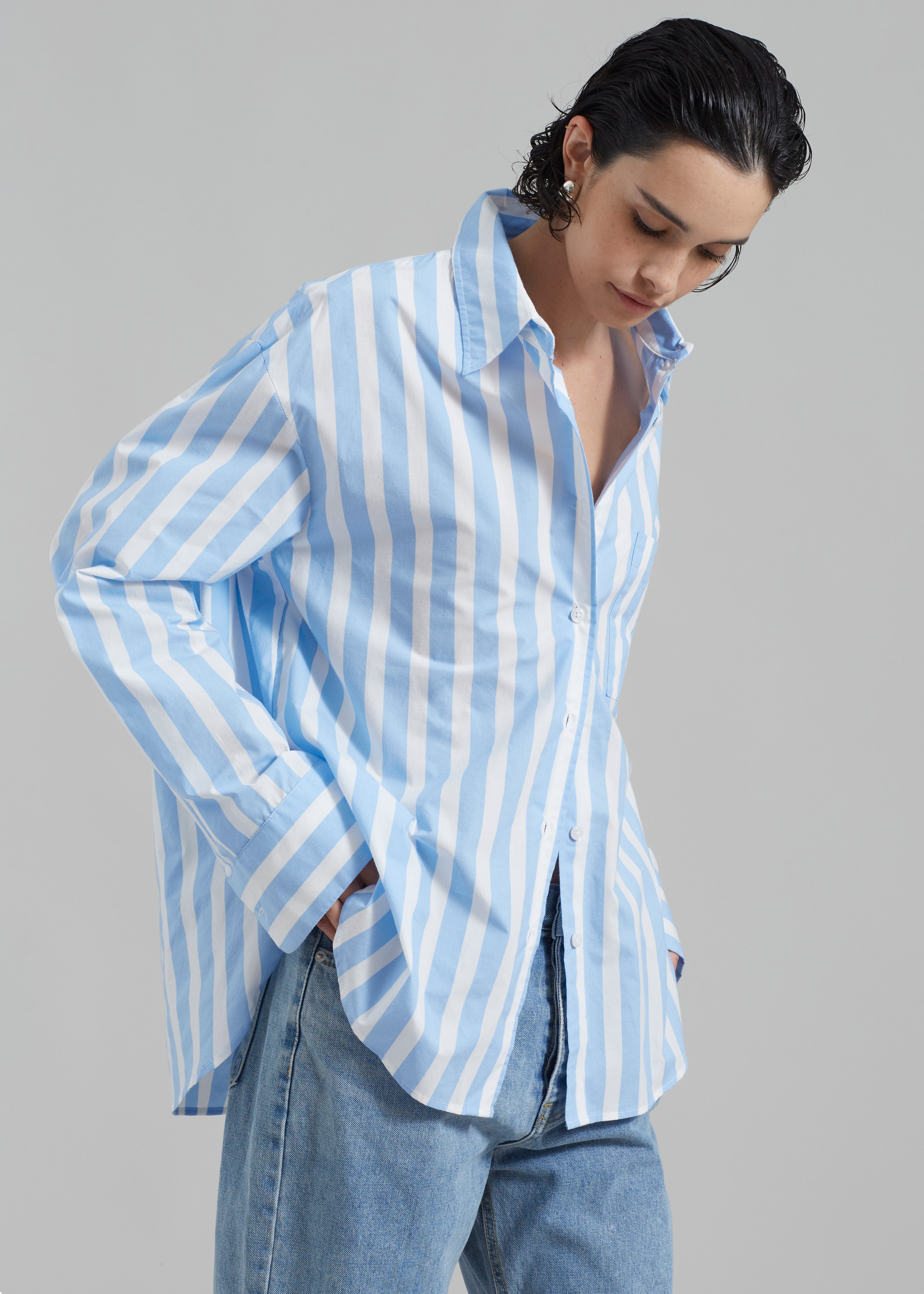 Lui Wide Stripe Shirt - Blue - 4