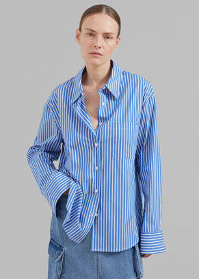 Lui Thin Stripe Shirt - Medium Blue Stripe
