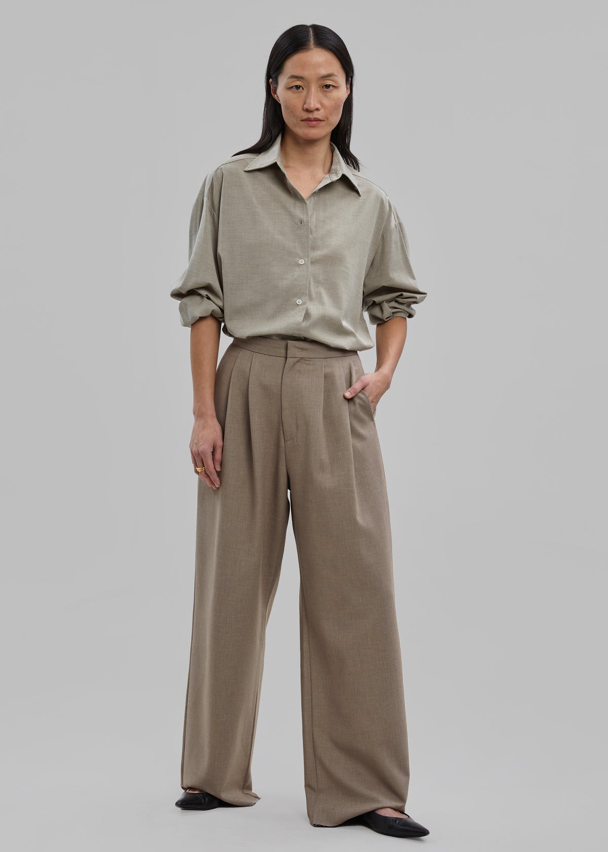 Luxor Pintuck Trousers - Taupe - 8