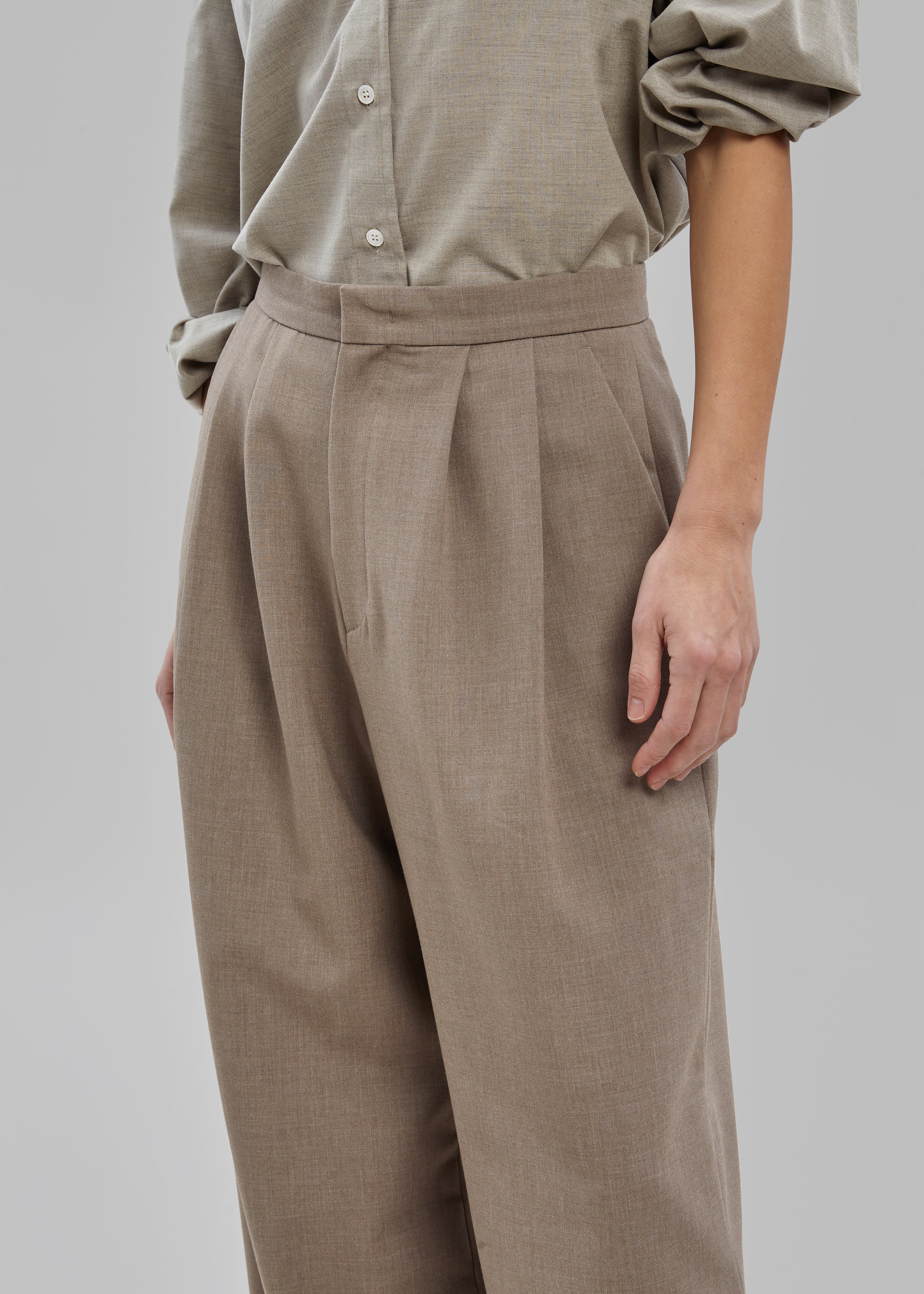 Luxor Pintuck Trousers - Taupe - 5