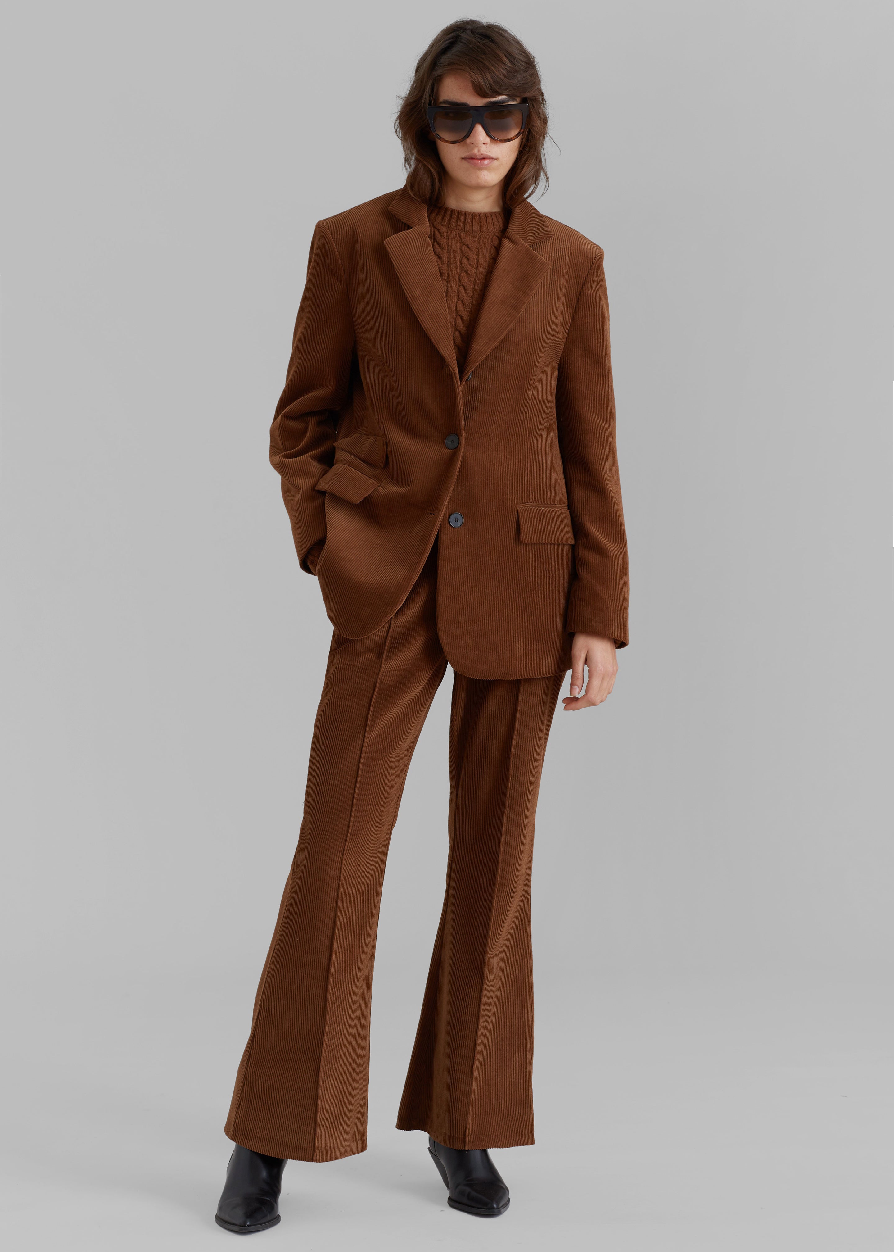 Lydian Corduroy Flare Pants - Brown - 6