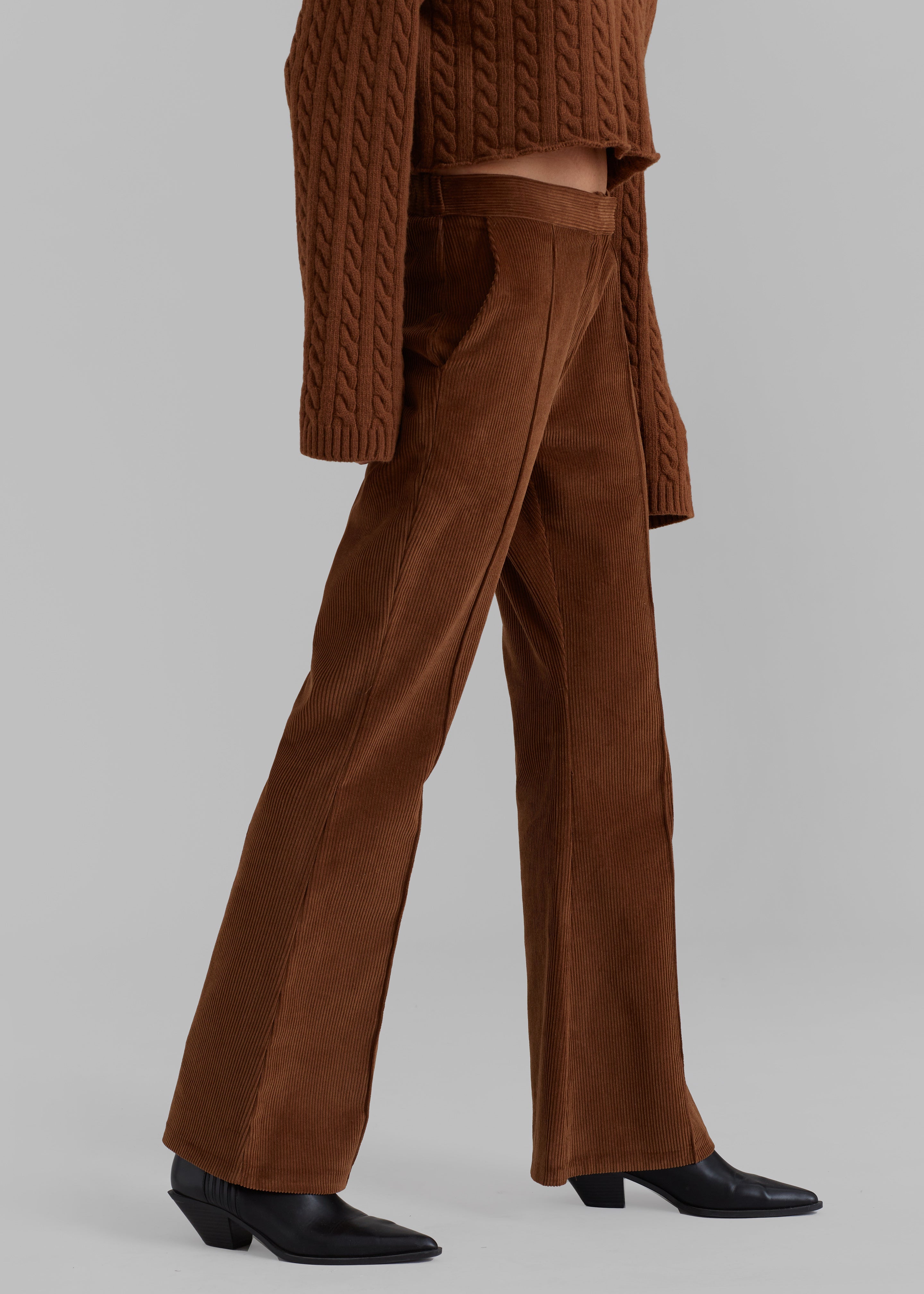 Lydian Corduroy Flare Pants - Brown - 2