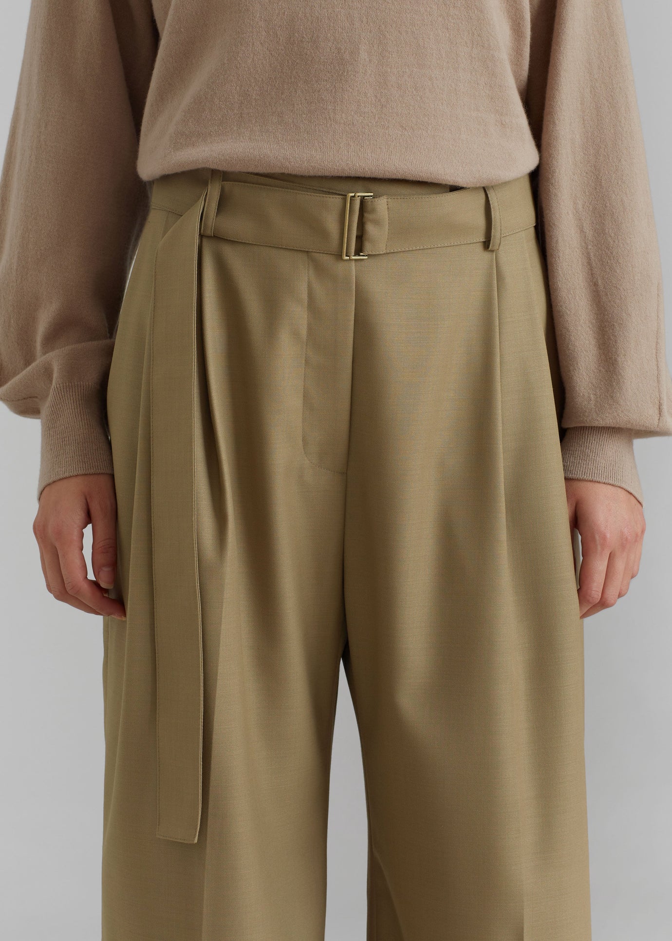 Lyxe Belted Pants - Taupe - 1