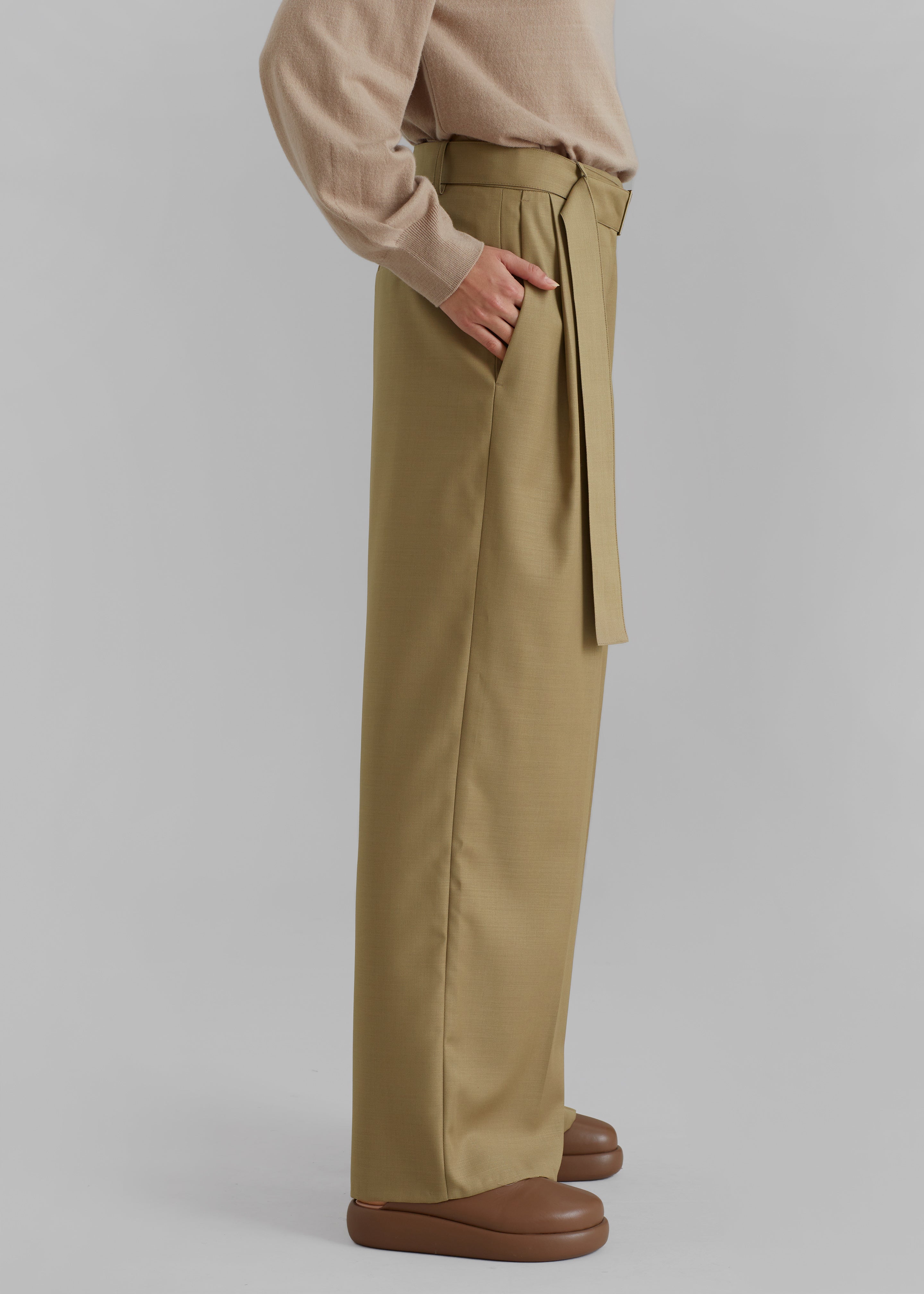 Lyxe Belted Pants - Taupe - 4