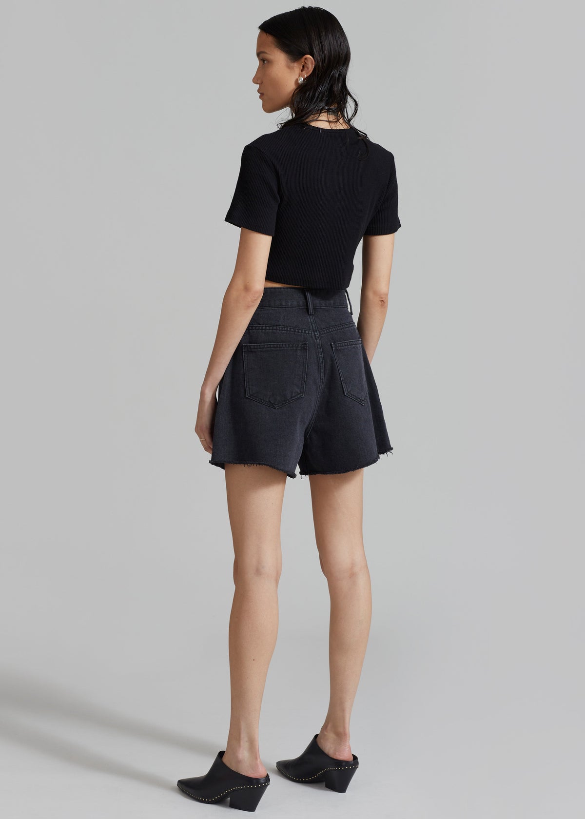 Mahoney Denim Pocket Shorts - Black Washed - 8