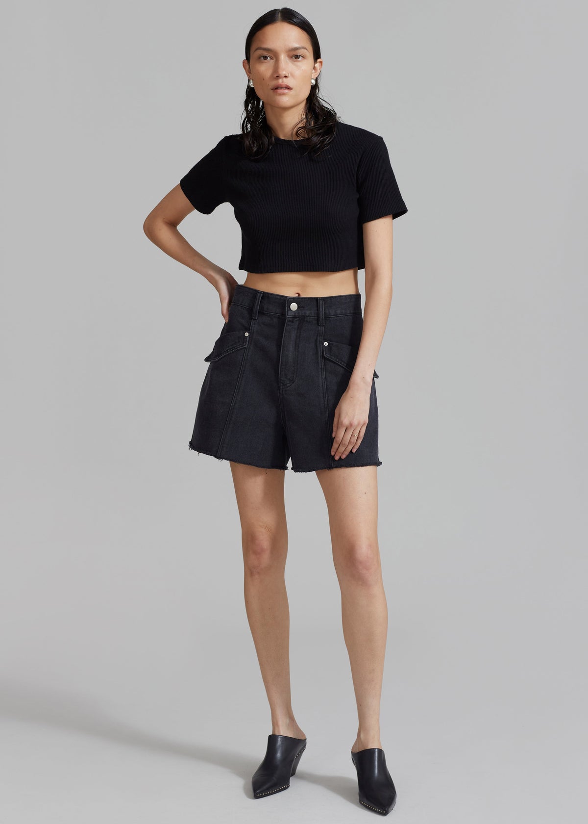 Mahoney Denim Pocket Shorts - Black Washed - 7