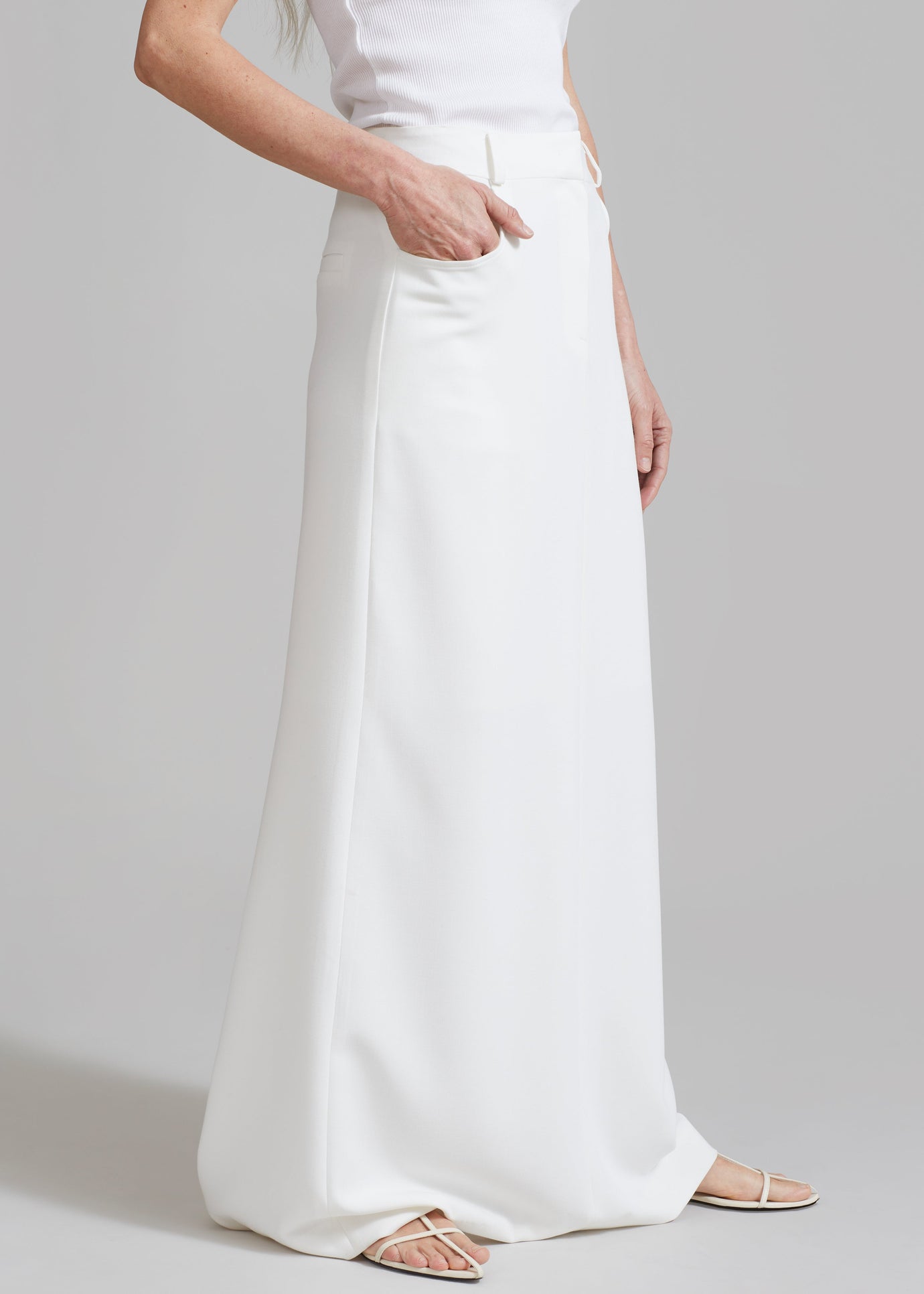 Malvo Long Pencil Skirt - White - 1