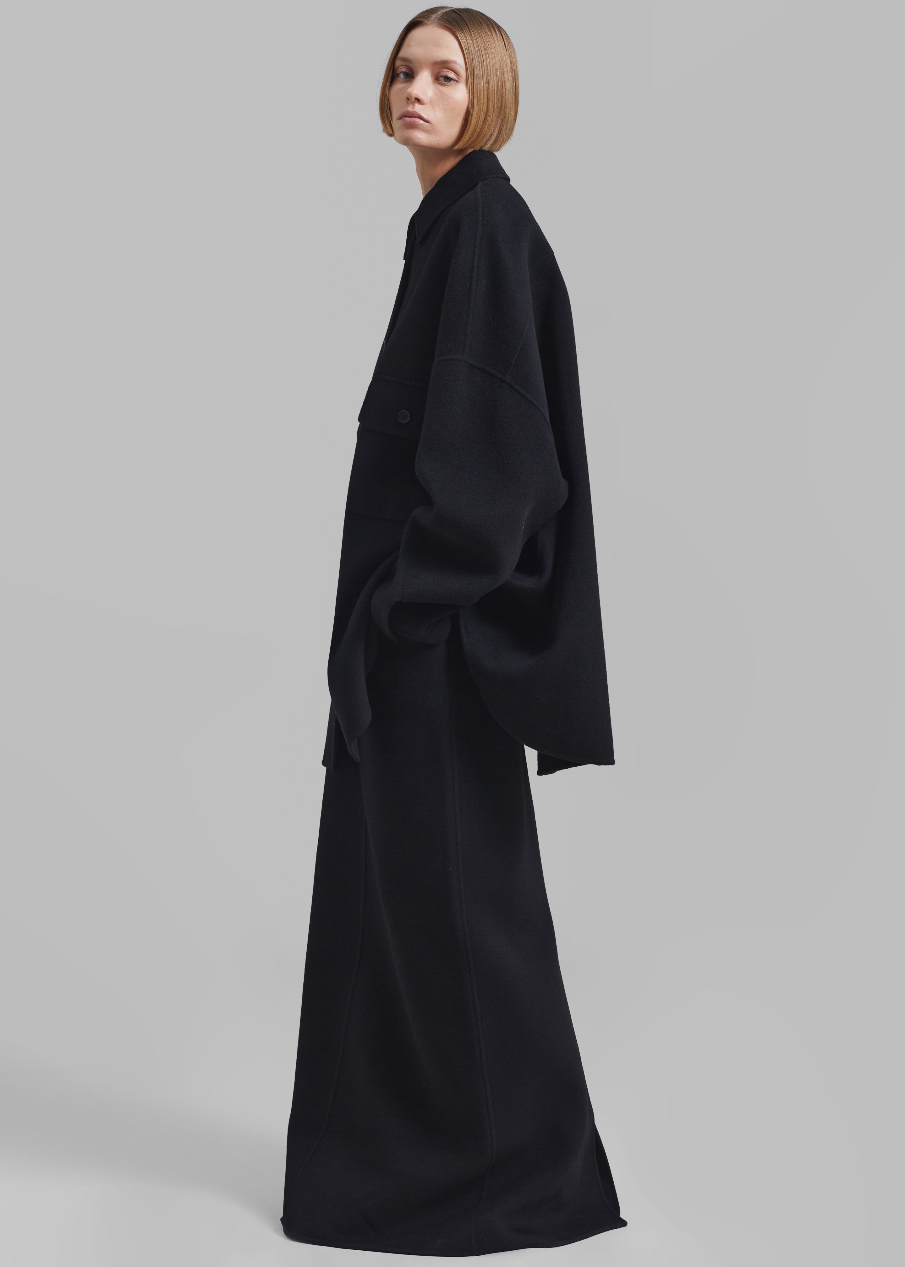 Malvo Long Wool Pencil Skirt - Black - 4