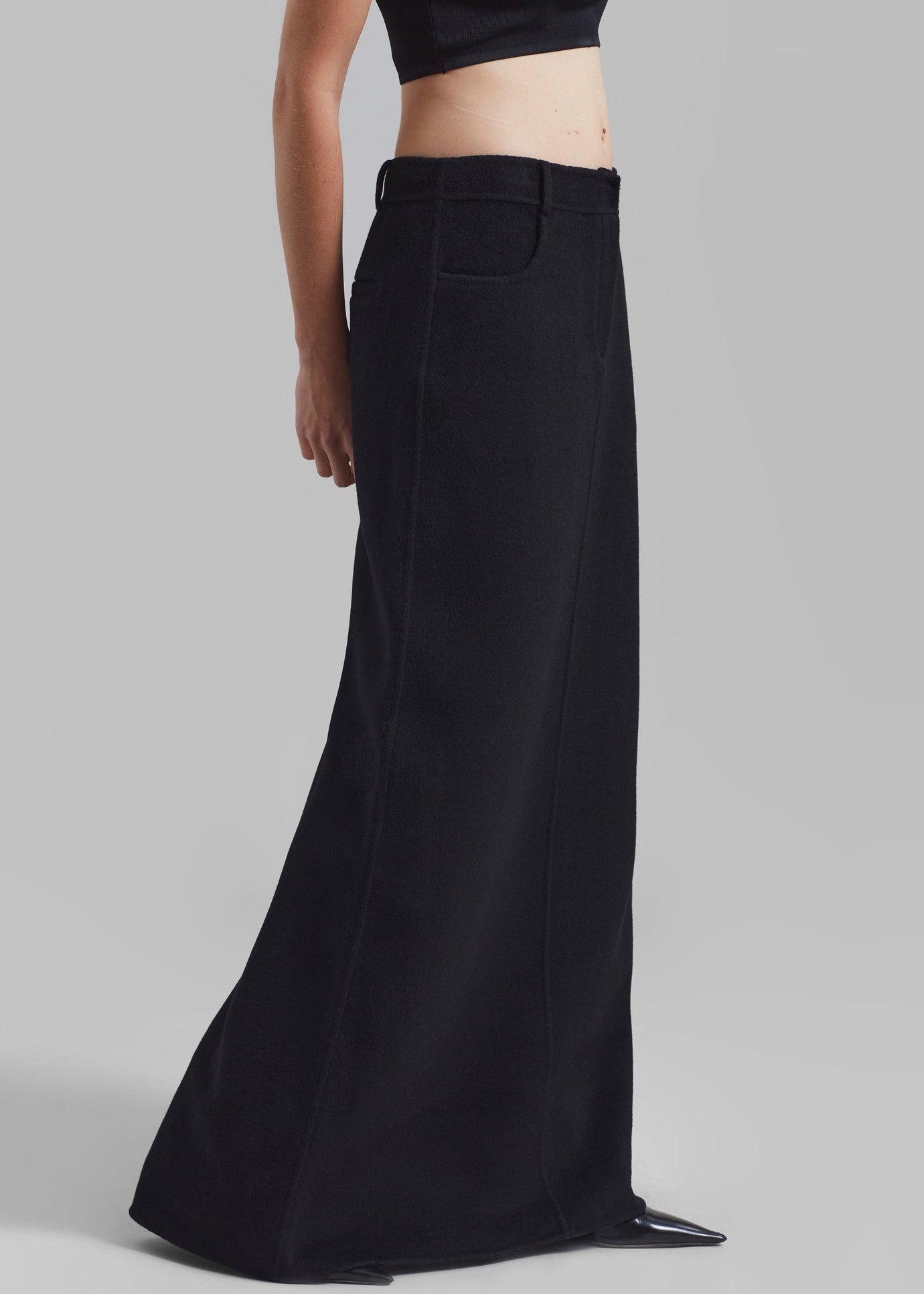 Malvo Long Wool Pencil Skirt - Black - 1