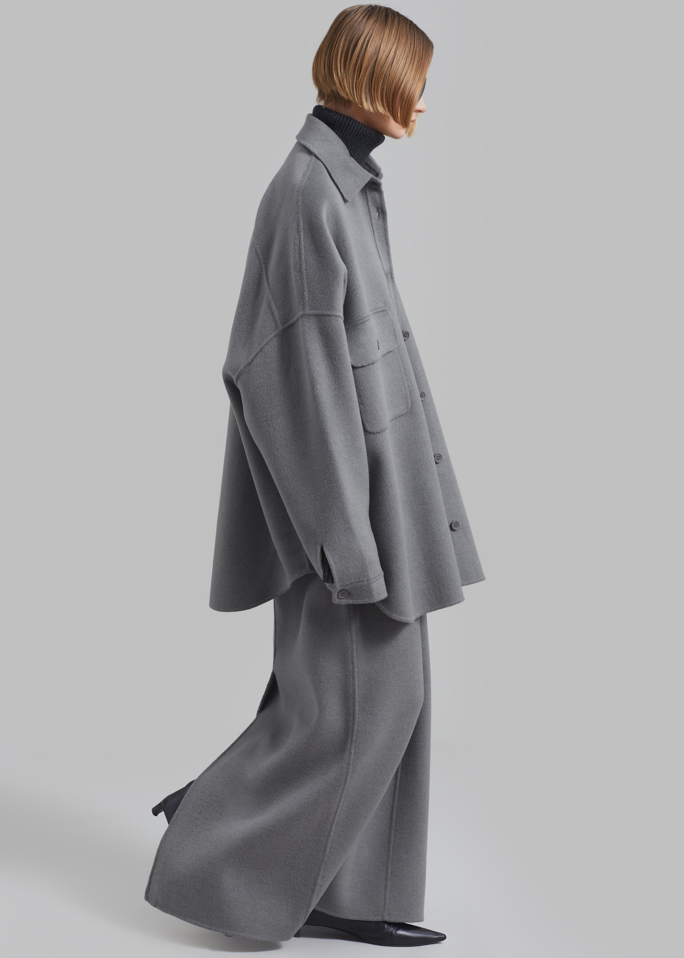 Malvo Long Wool Pencil Skirt - Grey - 6