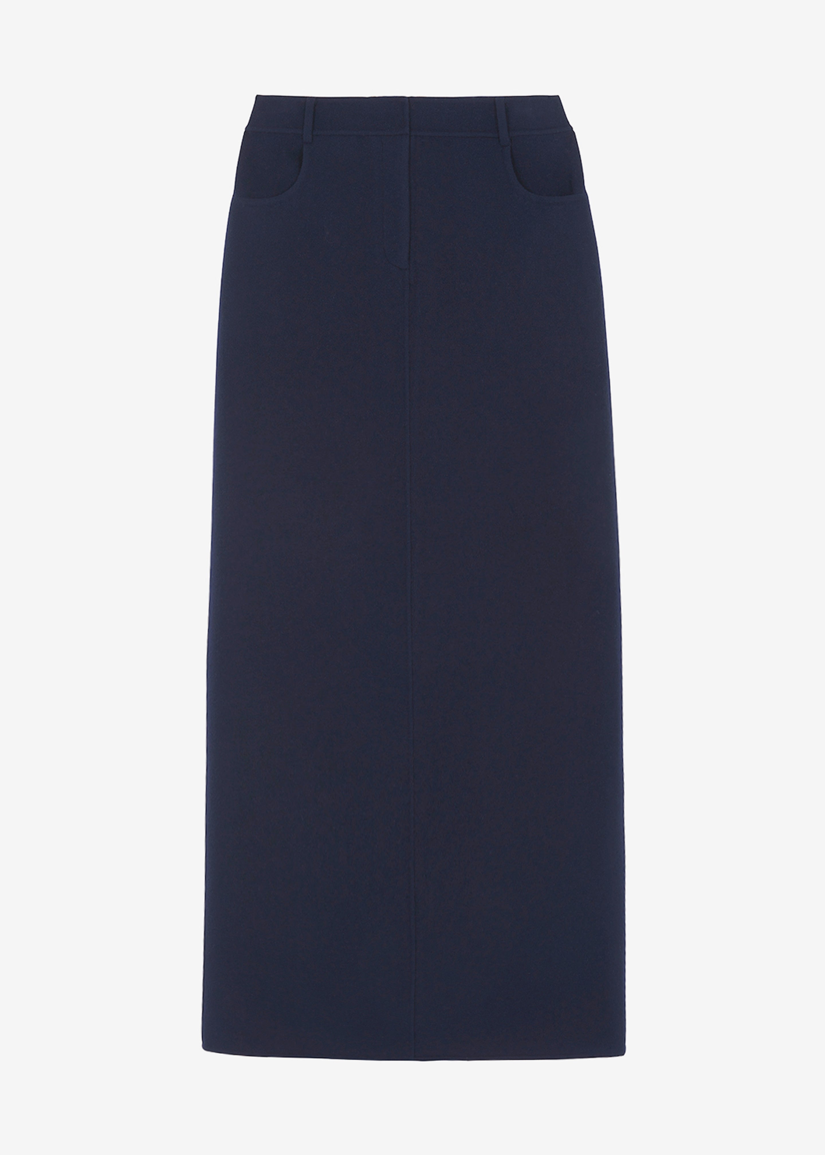 Malvo Long Wool Pencil Skirt - Navy - 8